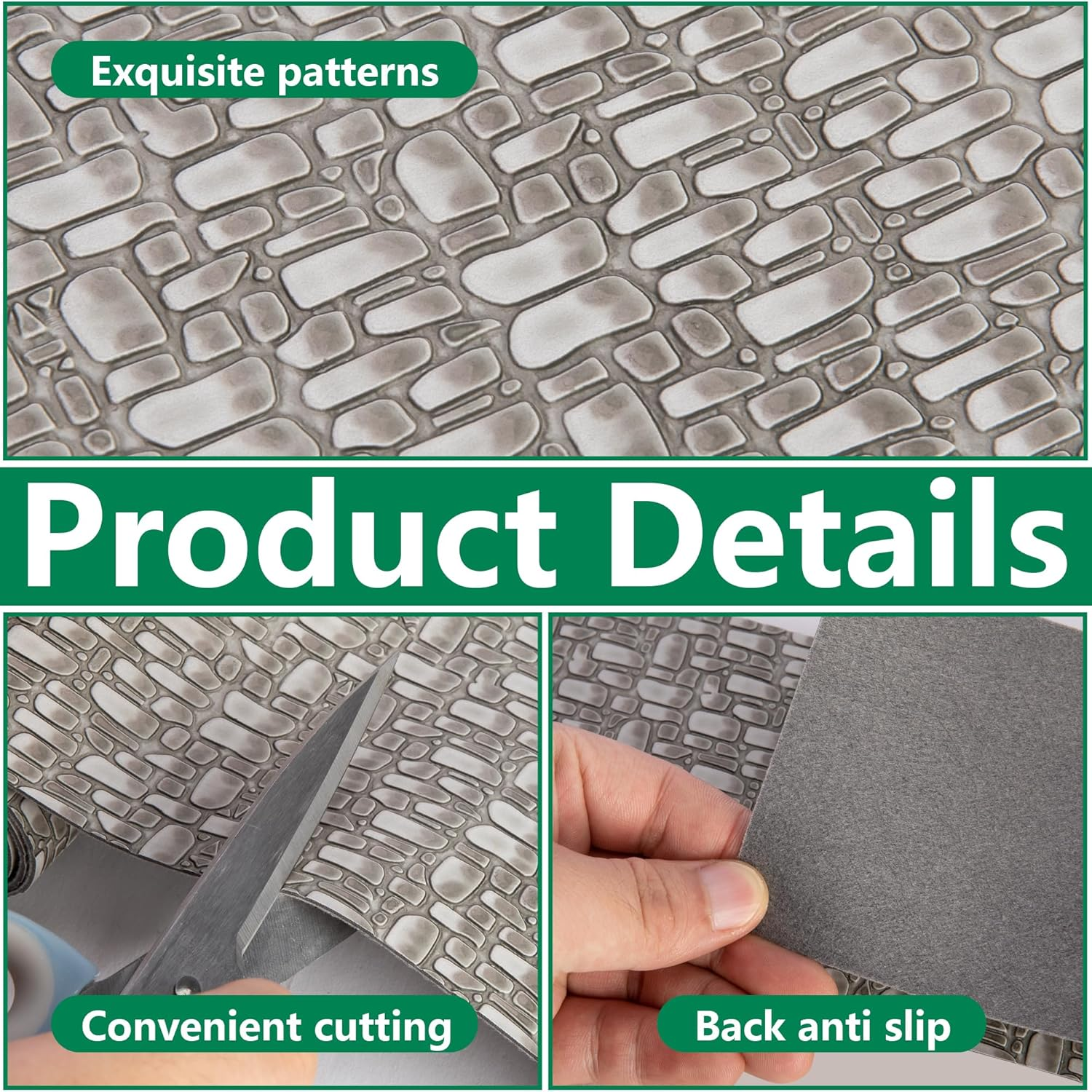 Iceyyyy 4 Pcs Cobblestone Road - 39 X 3.5 Inch Cuttable Christmas Landscape Road - Miniature Village Accessories for DIY Home Garden Decorations image number 1