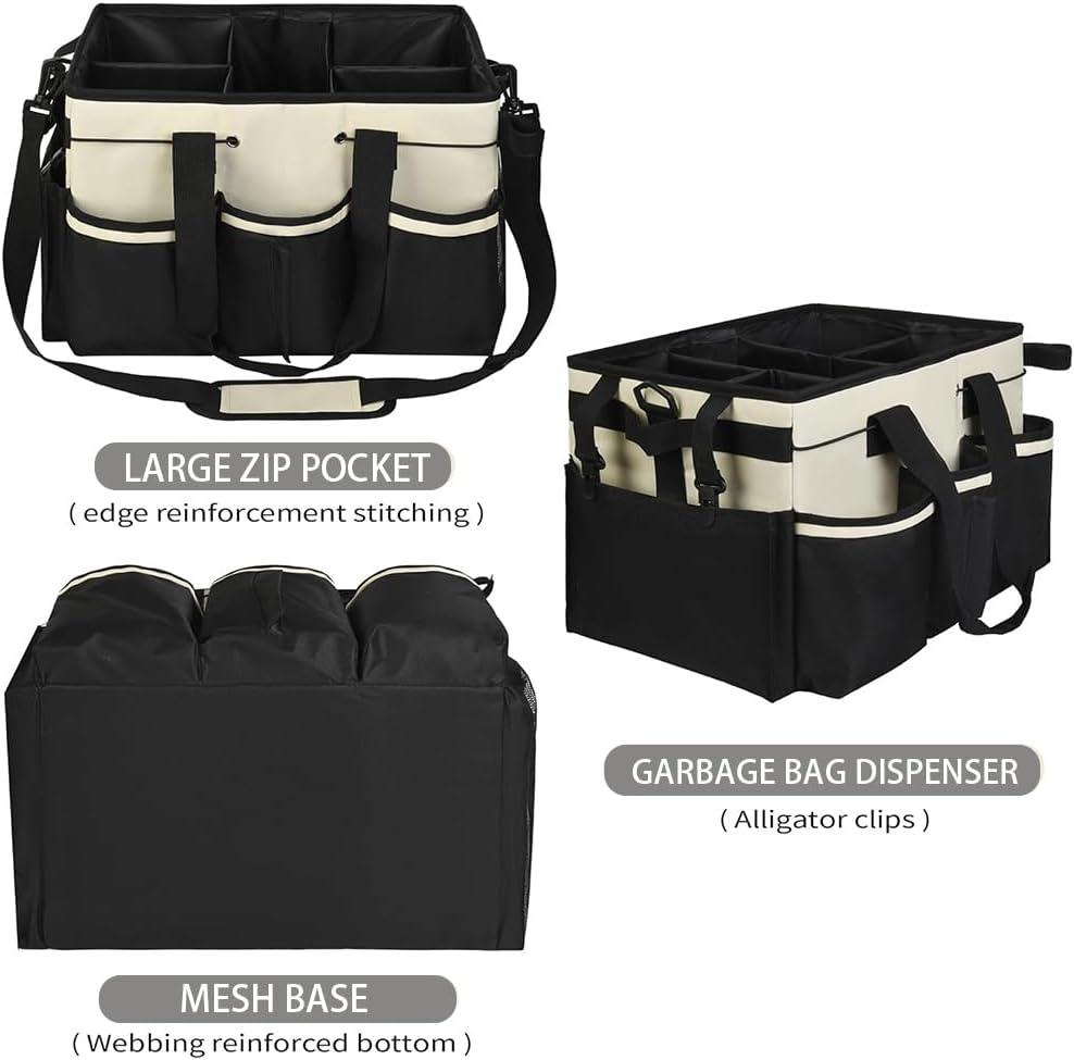 GUDAJIN Cleaning Organizer with Handles, Housekeeping Tote Cleaning Supplies Organizer with Shoulder Straps and Multi-Purpose Pockets, Large Organizer for Home and Bathroom Cleaning Supplies image number 1