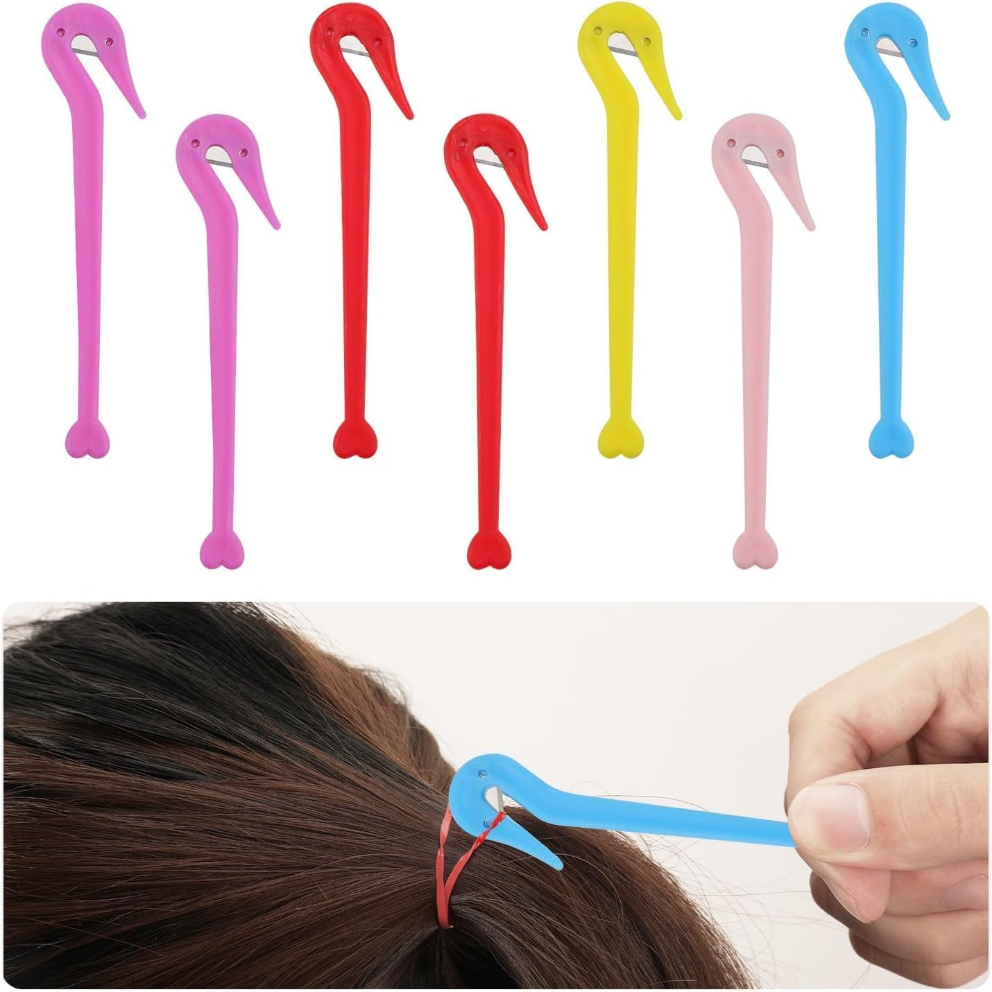 Elastic Hair Band Remover Tool,7Pcs Safe Elastic Tie Cutter Tool,Plastic Hair Band Remover Tool,Cutting Pony Rubber Hair Ties Tool,Hair Tie Cutter Elastic Hair Band Remover Tool Hair Tie Remover Pick image number 6