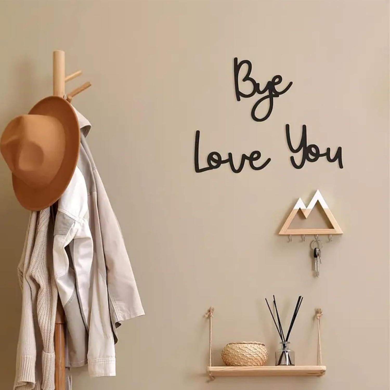 Rukjmqi Love You Bye Sign, Love You Bye Door Sign Wooden, Love You Bye Door Topper, Bye Love You Wooden Script Sign, Wooden Love Sign for Home, Love Signs for Home Decoration Black image number 3