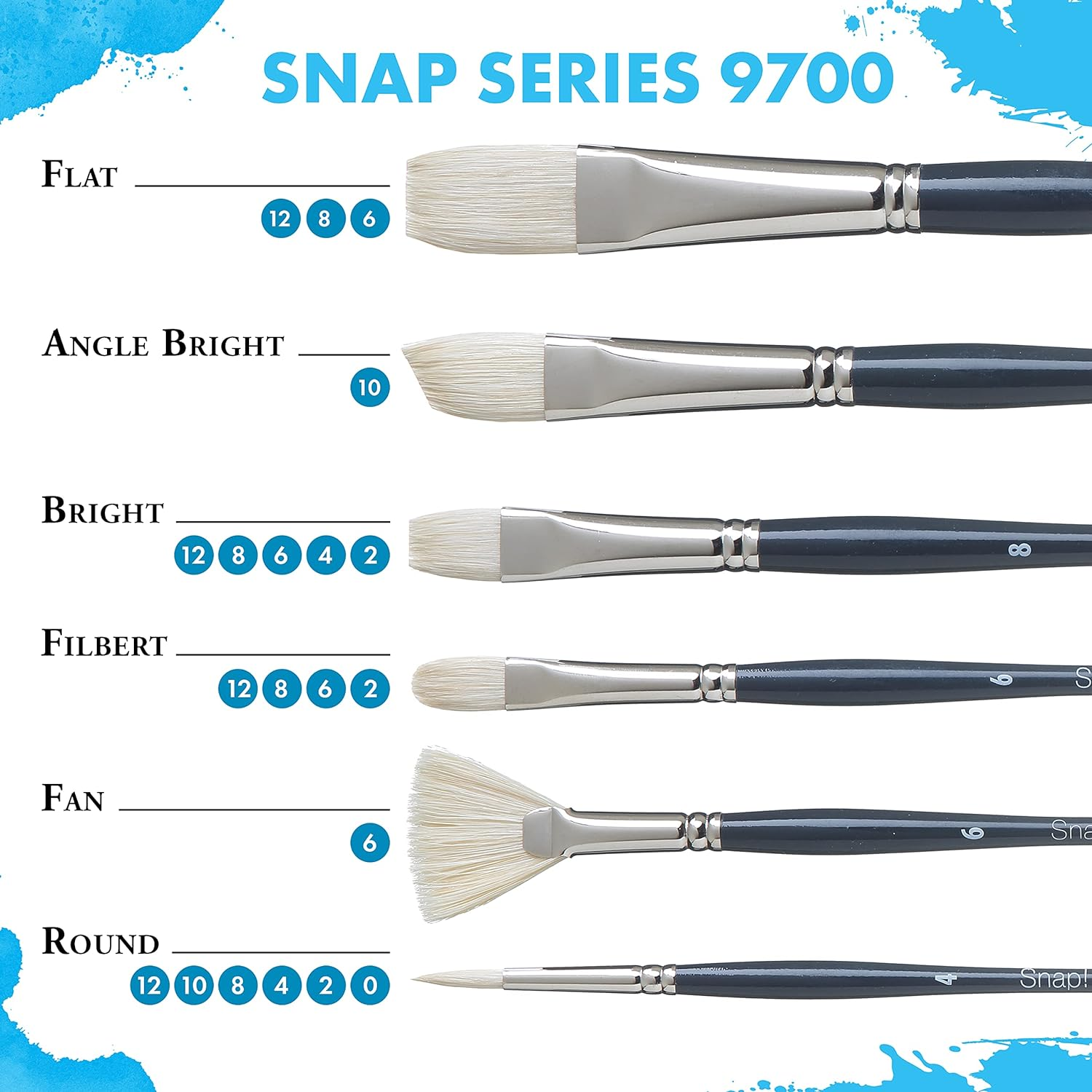 Princeton Snap Synthetic Bristles Gold Short Handle Snap Paint Brush Set #2 (Set of 3) image number 2