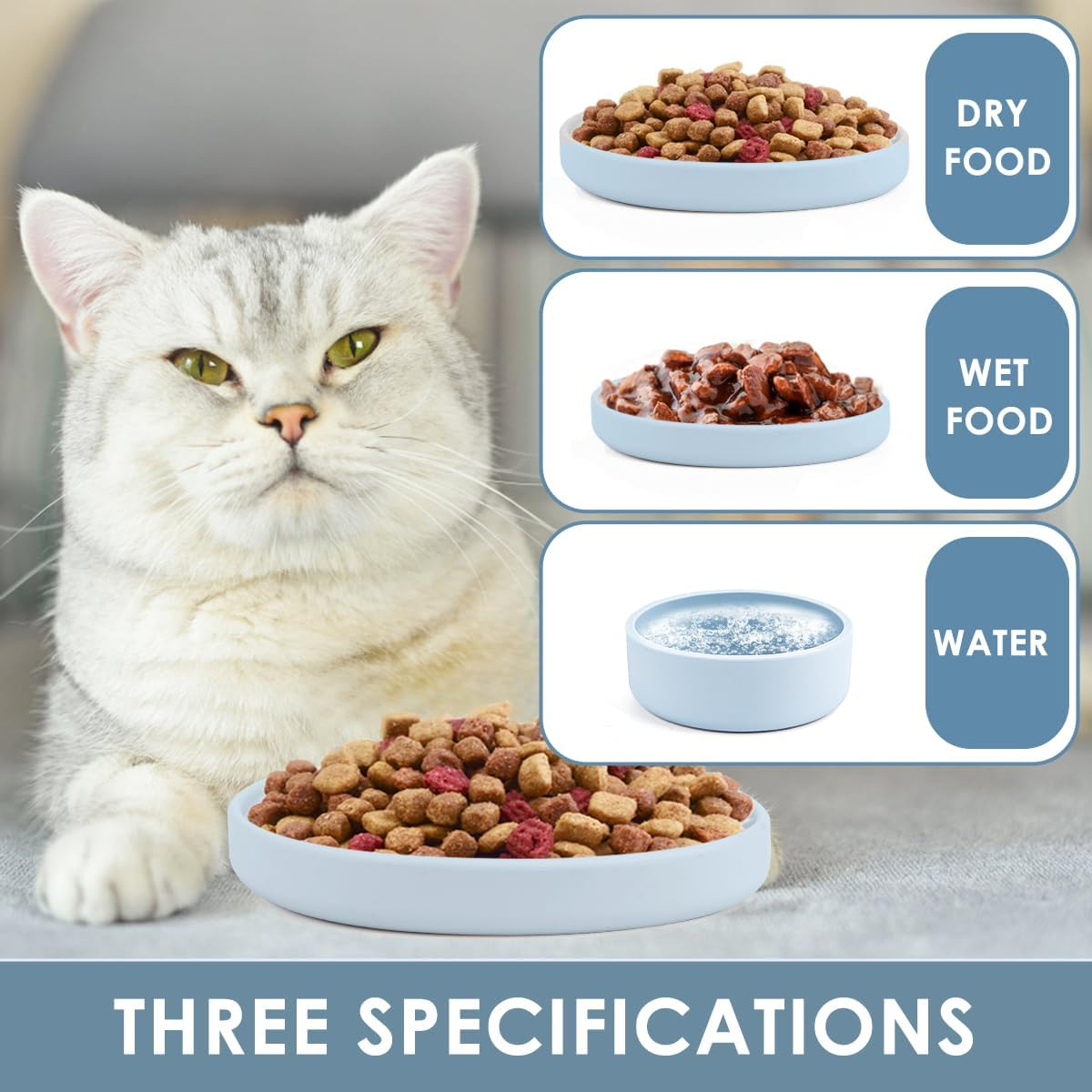 Feeding Bowl for Cats [Natural Silicone] Three Sizes (Multipurpose) | Cat Bowl | Cat Bowl for Dry Food and Wet Food | Water Bowl (Blue) image number 6
