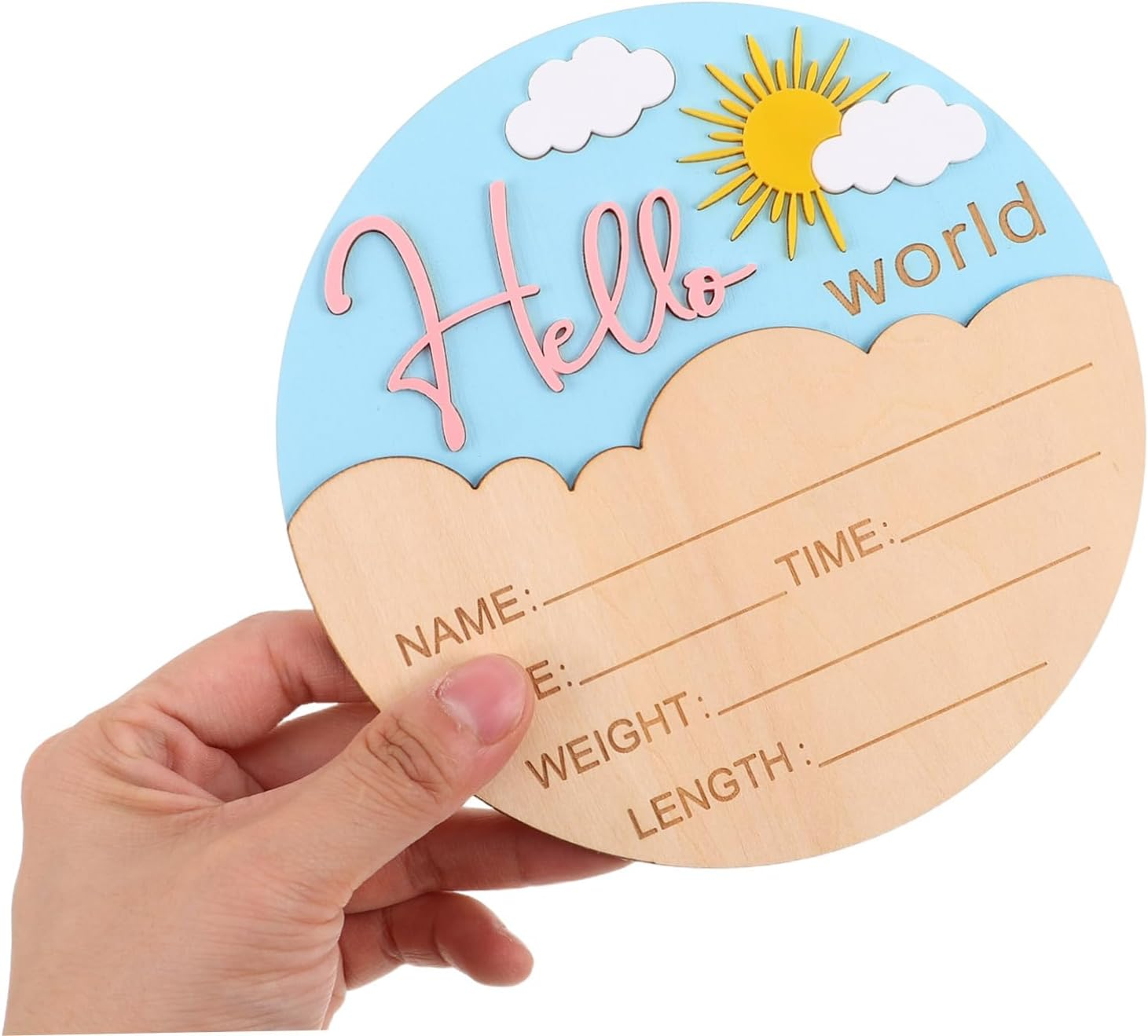 Minkissy Wooden Announcement Sign Photo Props Newborn Welcome Plaque Nursery Decor Gender Neutral Durable Keepsake for Hospital Shower and Nursery - Multi image number 6