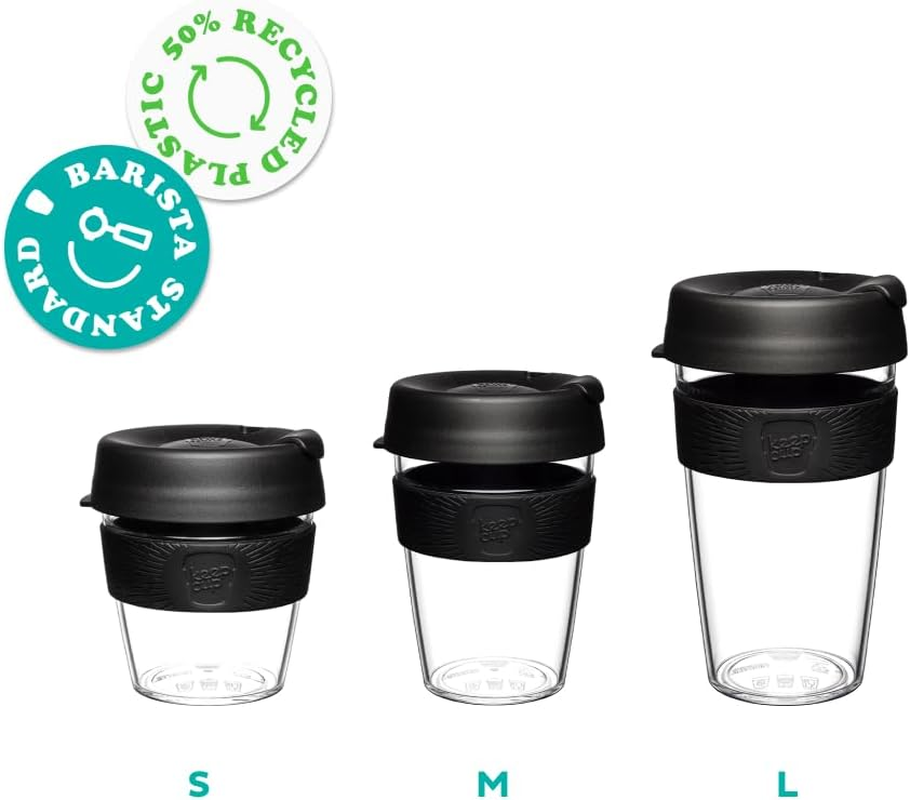 Keepcup Original, Lightweight and Clear Plastic Reusable Coffee Cup with Splashproof Sipper Lid - Large 16Oz/454Ml - Black image number 2