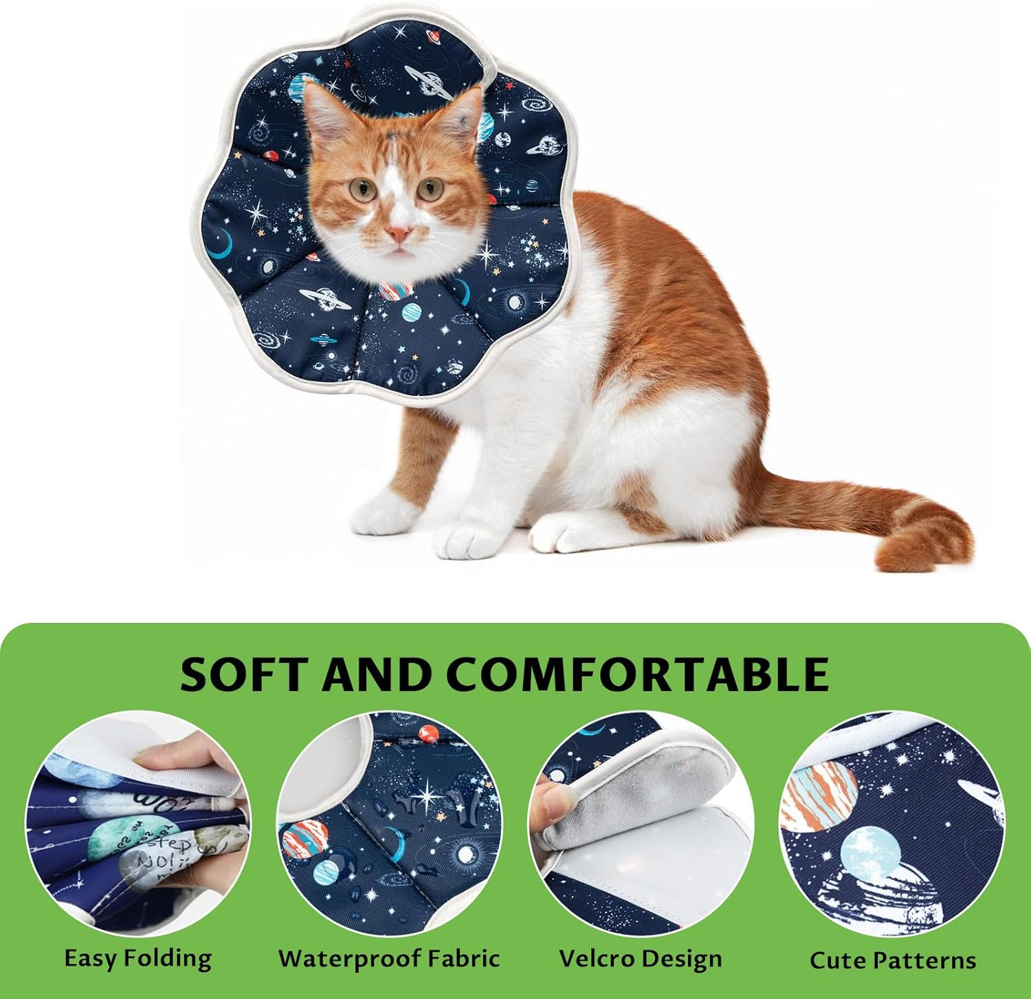 Velmoriah Cat Cone Collar Soft, Adjustable Cat Recovery Collar to Stop Licking, Protective Pet Cone Collar after Surgery for Cats (S) image number 5