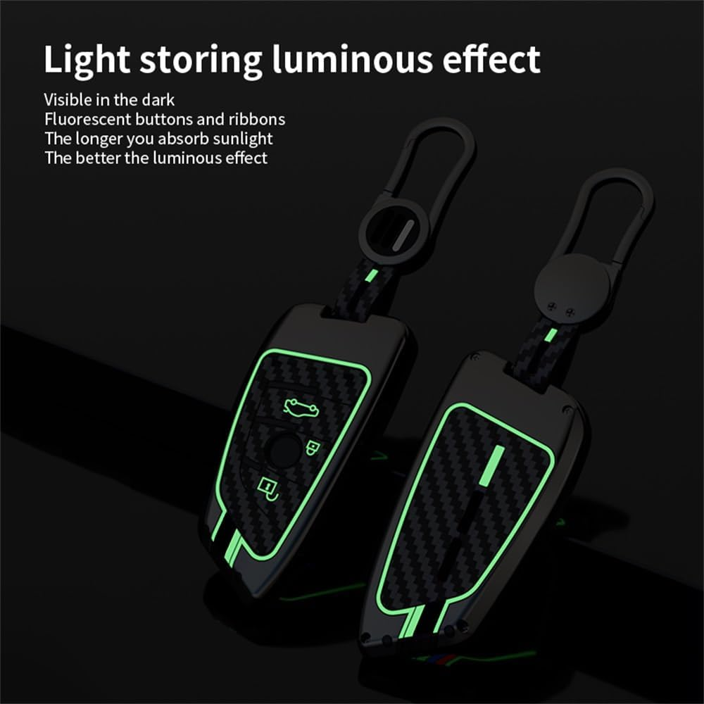 Ontto Luminous Car Key Cover Fit for BMW X1 X3 X4 X5 X6 1 2 3 5 7 Series G20 G02 G05 G31 G23 Key Holder Alloy Silicone Smart Shell Case Keyring Keychain Auto Styling Accessories Silver B1 image number 1