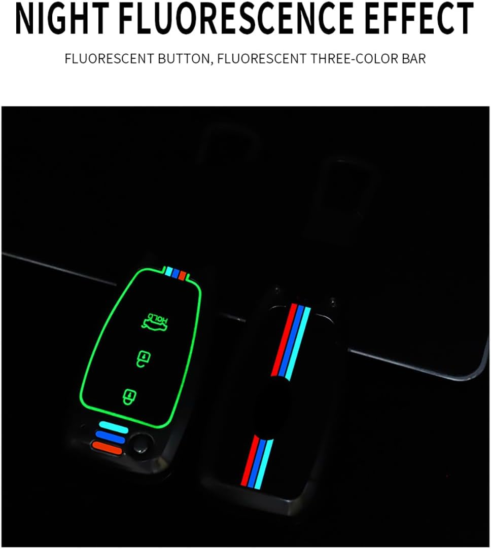 Ontto Zinc Alloy Car Key Fob Cover Fit for Hyundai Elantra Solaris Tucson I30 I35 I40 KONA Genesis Santa Fe Azera Folding Key Case Keyring Key Shell Holder Bag Keychain Accessories 3 Button Black image number 4