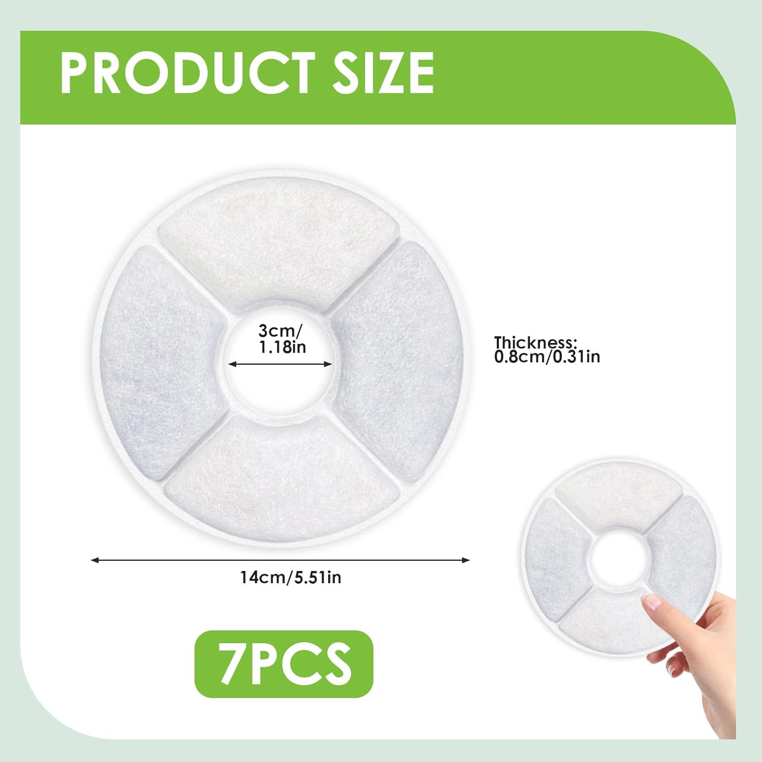 7 Pcs Cat Water Fountain Filter Replacement - Fountain Filter with Triple-Action Filtration System, Activated Carbon for Fresh & Clean Water, Compatible with Catit Flower Fountain, Petkit & More image number 2