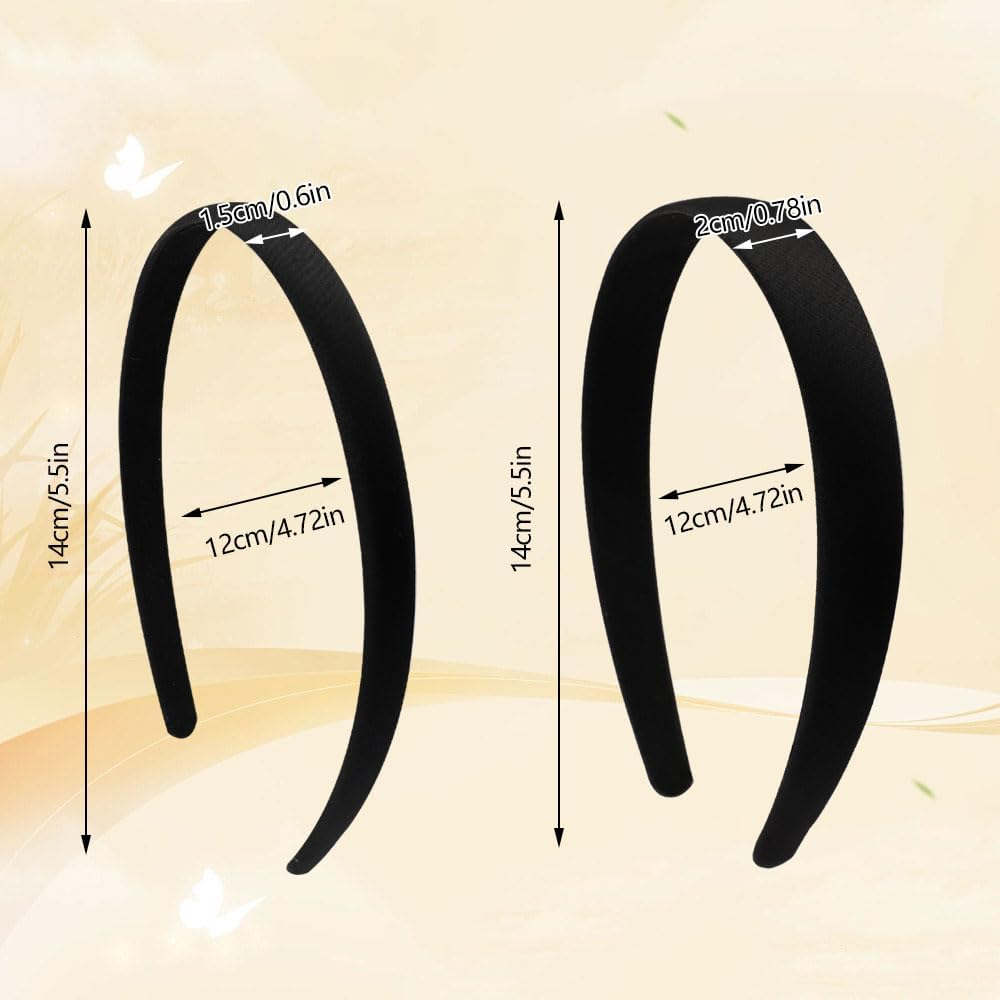 Pack of 4 Simple Women'S Headbands, 1.5 Cm / 2 Cm Wide, Flexible, Non-Slip Hairband, Vintage Plastic Headband, Black, Fashion, Comfortable, Wide, Hard Headband for Women, Girls, Christmas Party