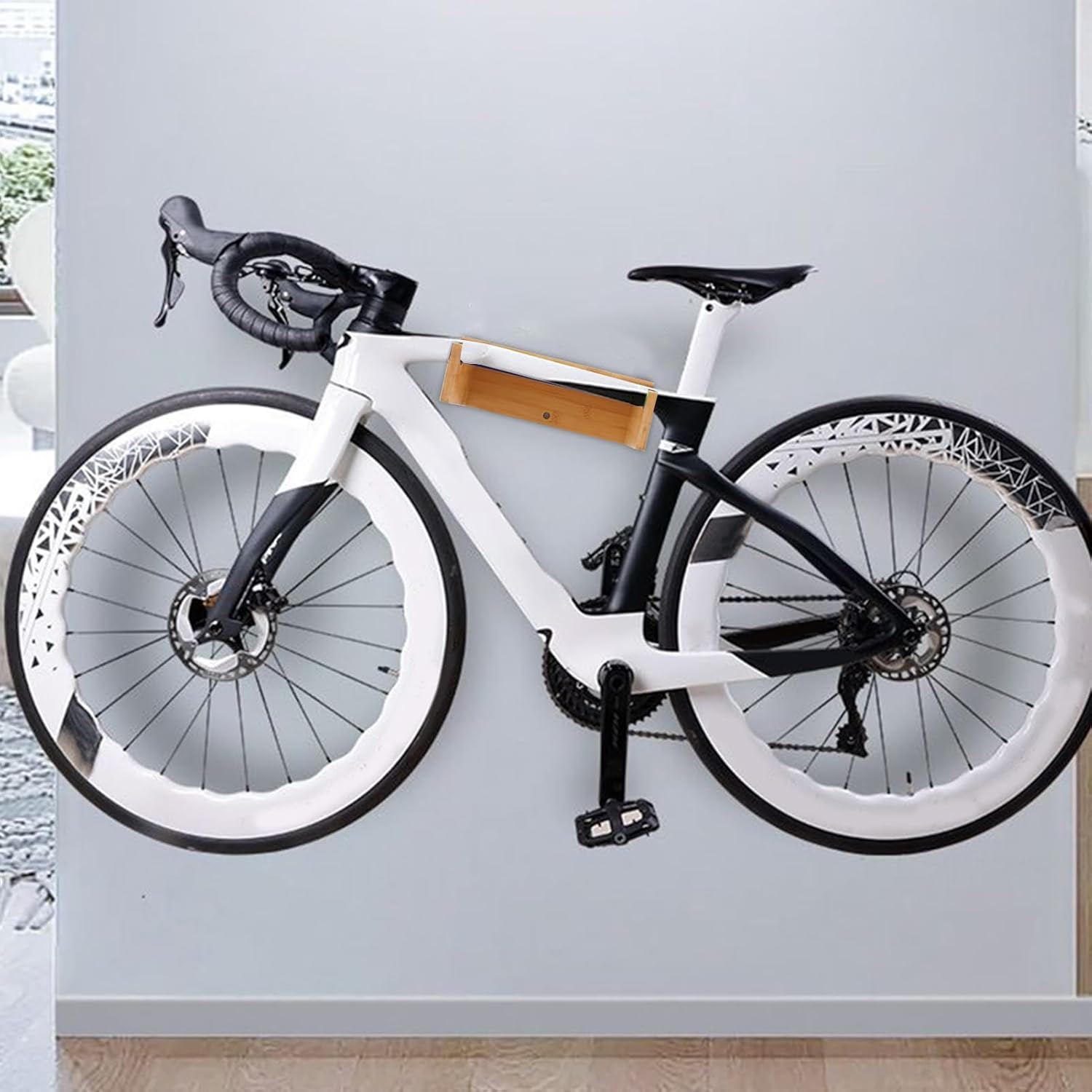 Wall Bike Mount | Bike Wall Mount Rack Hooks,Organizer Heavy Duty Wooden Hanger for Indoor Home Space Saving Storage Workshop Organization Display image number 5