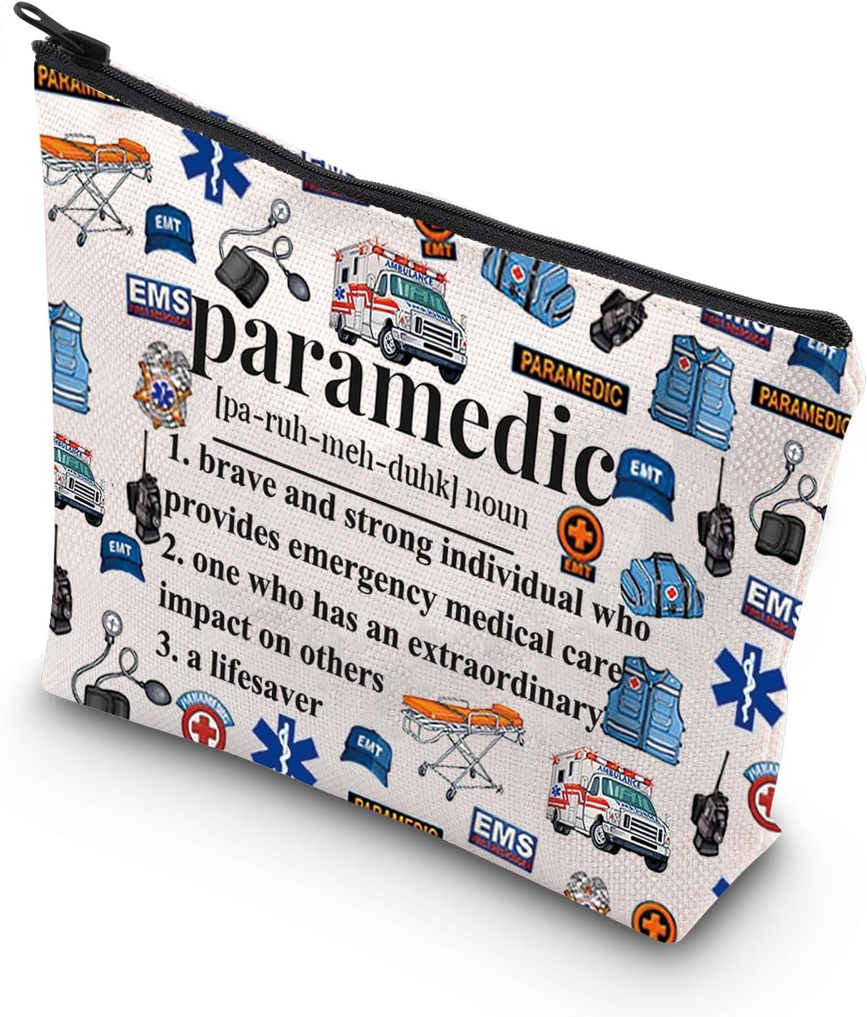 JNIAP Paramedic Makeup Bag Emergency Medical Technician Gifts EMT Cosmetic Bag Paramedic Gifts EMT Zipper Pouch (Paramedic Noun) image number 5