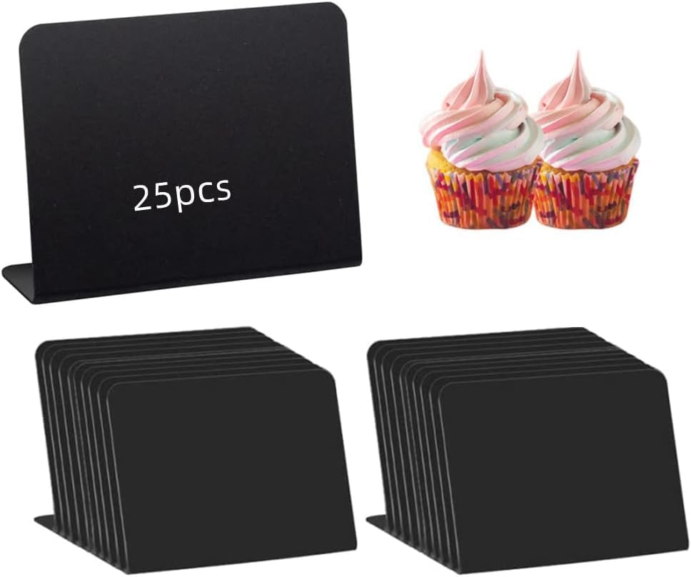 Naisfei 25 Pack Mini Chalkboard Signs,Chalkboard Signs for Food,Multifunctional Table Signs for Weddings Birthday Parties Message Board Signs Bakery Retail(10 * 7.5Cm) image number 3