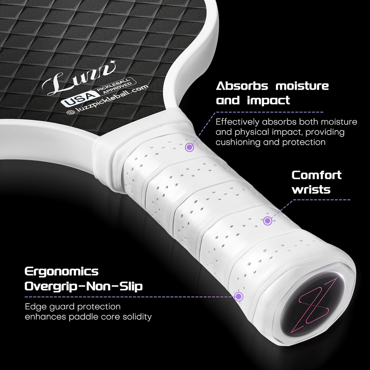 Luzz Pickleball Paddle Set of 2, USAPA T700 Carbon Fiber Pickleball Paddles Set Includes 4 Pickleballs &1 Bag,Lightweight 2 Pack Pickle Ball Paddles,Sandblasted Surface image number 5