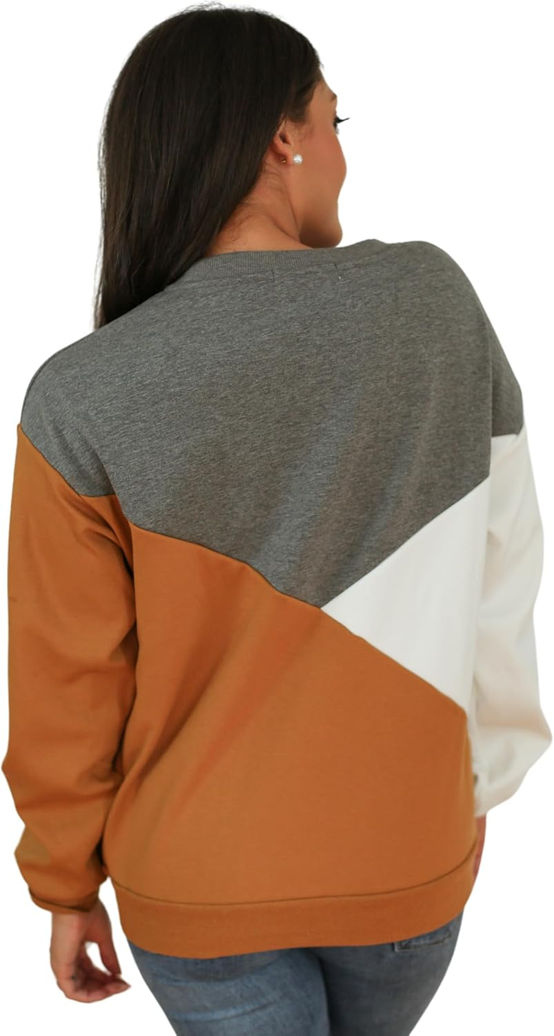 Movemama Women'S Breastfeeding Colorblock Diagonal Zip Nursing Sweatshirt with Velour Interior image number 5