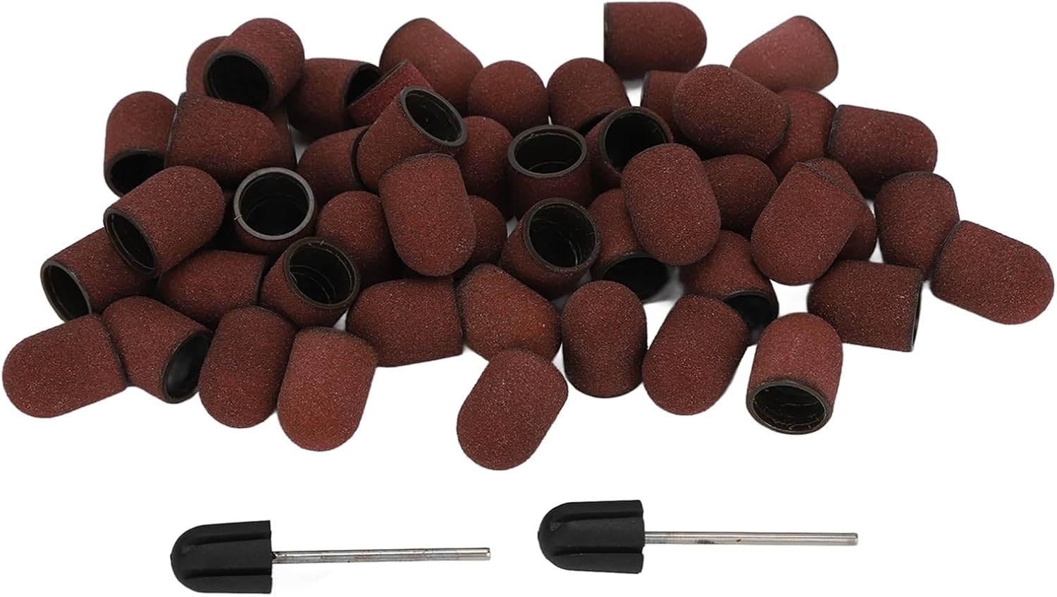 Jiawu 120 Grit Nail Art Sanding Caps Manicure Polishing Grinding Bands Set with Shaft for Nail Sanding Bands image number 1