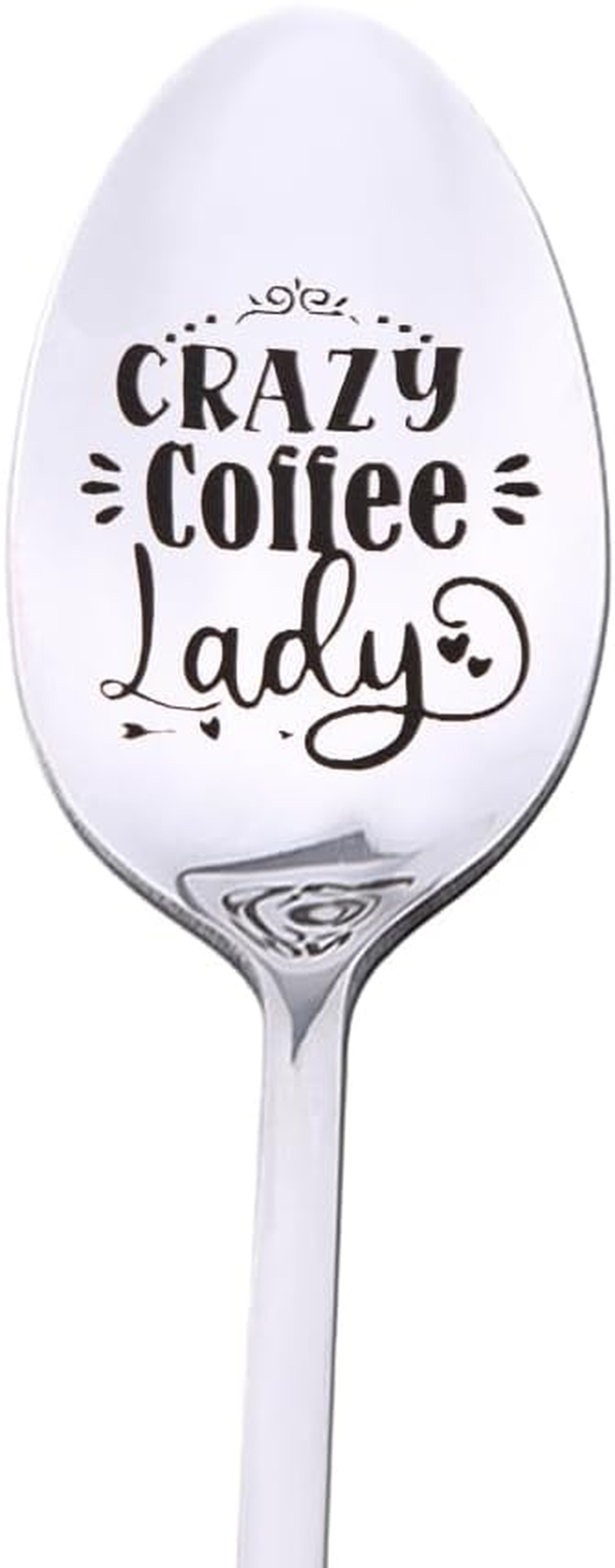 Crazy Coffee Lady Spoon Gifts for Best Friend Christmas Xmas Gifts for Daughter Mom Coffee Lover Gifts for Girlfriend Wife Birthday Gifts for Coffee Lovers Bestie Sister Coffee Spoon for Girls Women