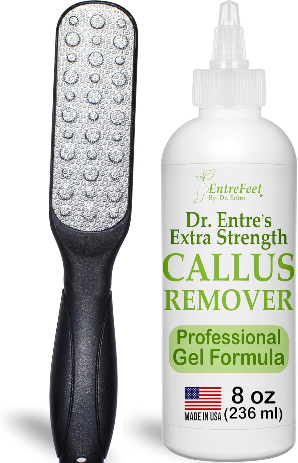 Callus Remover Gel & Double-Sided Foot File: 8 Oz Extra Strength Callus Remover for Feet, Foot Callus Remover Care, Pedicure Tools Supplies, Spa Kit, Dead Skin Scrubber image number 2