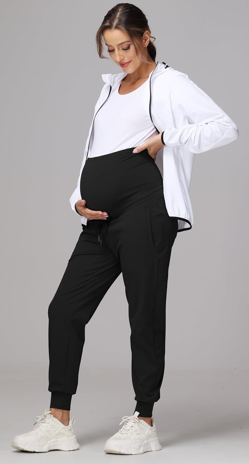 Women'S Maternity Jogging Bottoms Sweatpants Drawstring Pockets Pregnancy Trousers Running Lounge Workout Trousers image number 3