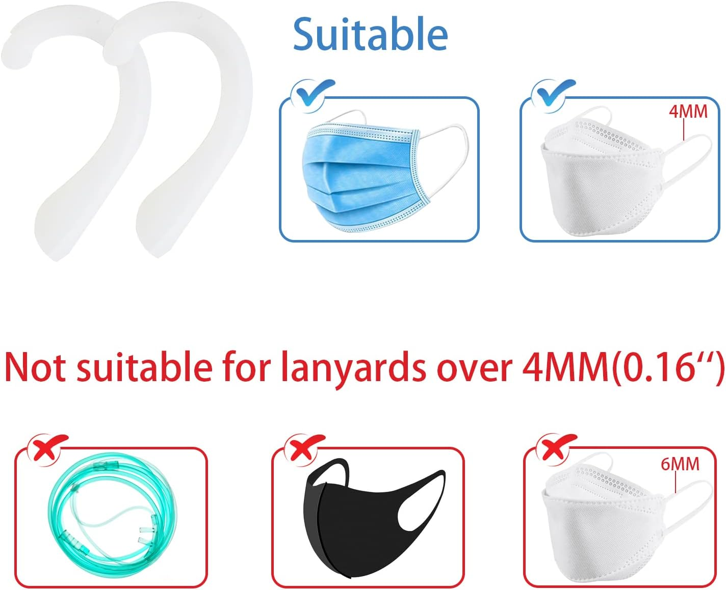 Ear Protectors for Mask, OKAICEN Mask Ear Protectors Anti-Slip Silicone Soft Earloop Relieve Ear Discomfort Silicone Earmuffs (Transparent,6 Pairs)