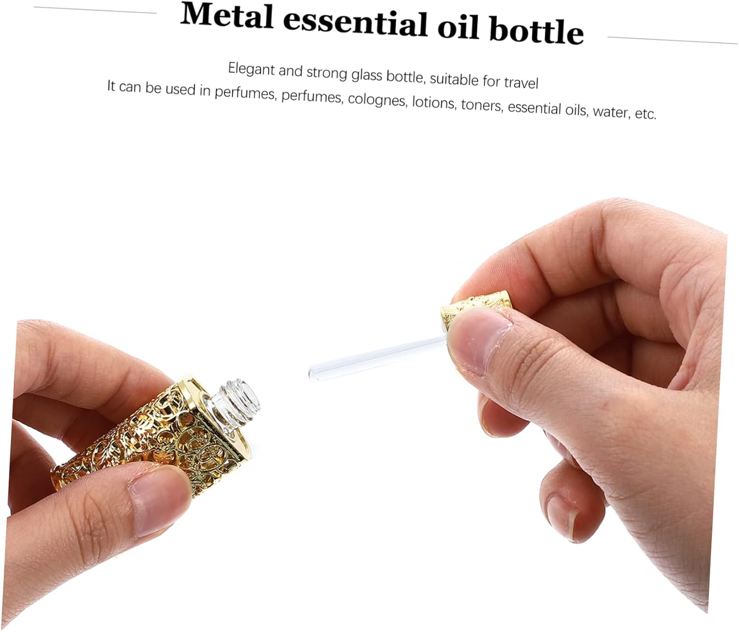 Outanaya 3Pcs Leakproof Travel Perfume Atomizer 3Ml Essential Oil Bottle Metal Glass Engraved Diy Craft image number 2