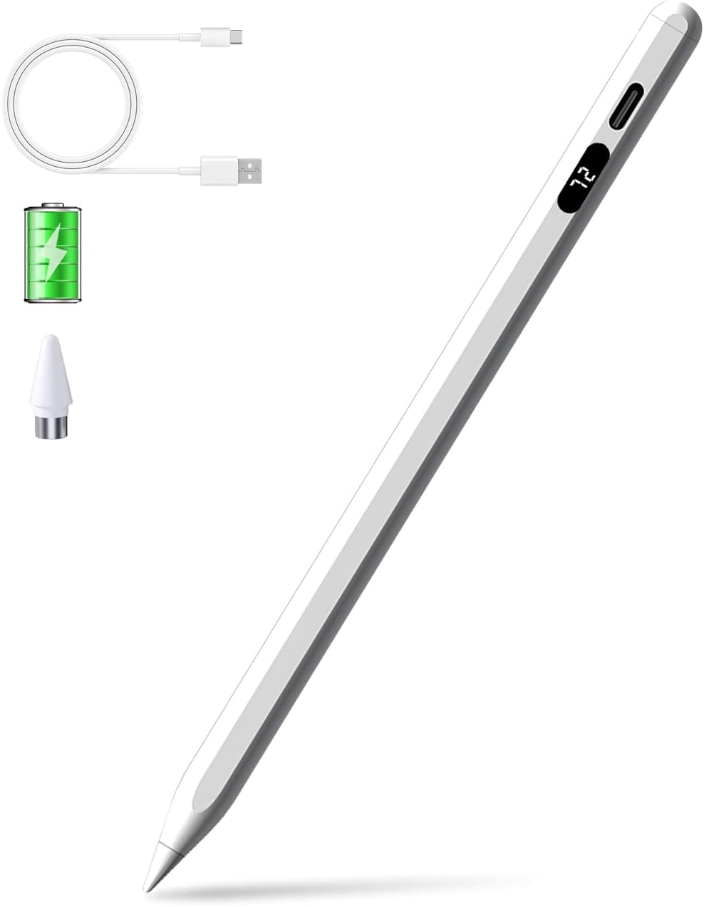 Active Stylus Pen Universal for Android/Ios Touch Screen Device, Upgraded Stylus Pen Rechargeable Stylus for Samsung/Ipad/Lenovo Tablet [Digital Display] [Magnetic] (Touch Button)