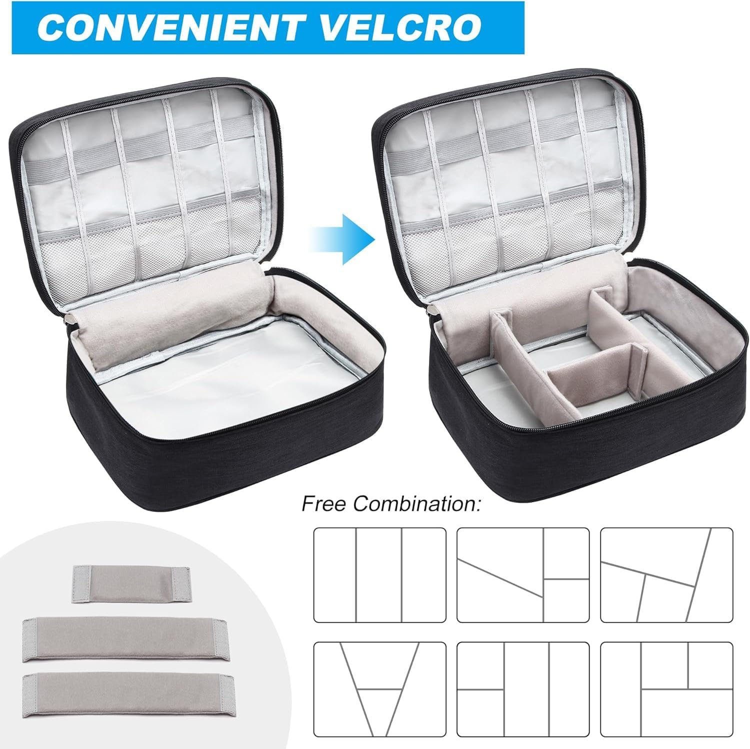 Electronic Organizer Travel Case, Small Travel Cord Organizer Case Portable Waterproof Cable Organizer Bag for Charger, Cord, USB, Power Bank, Earphone image number 5