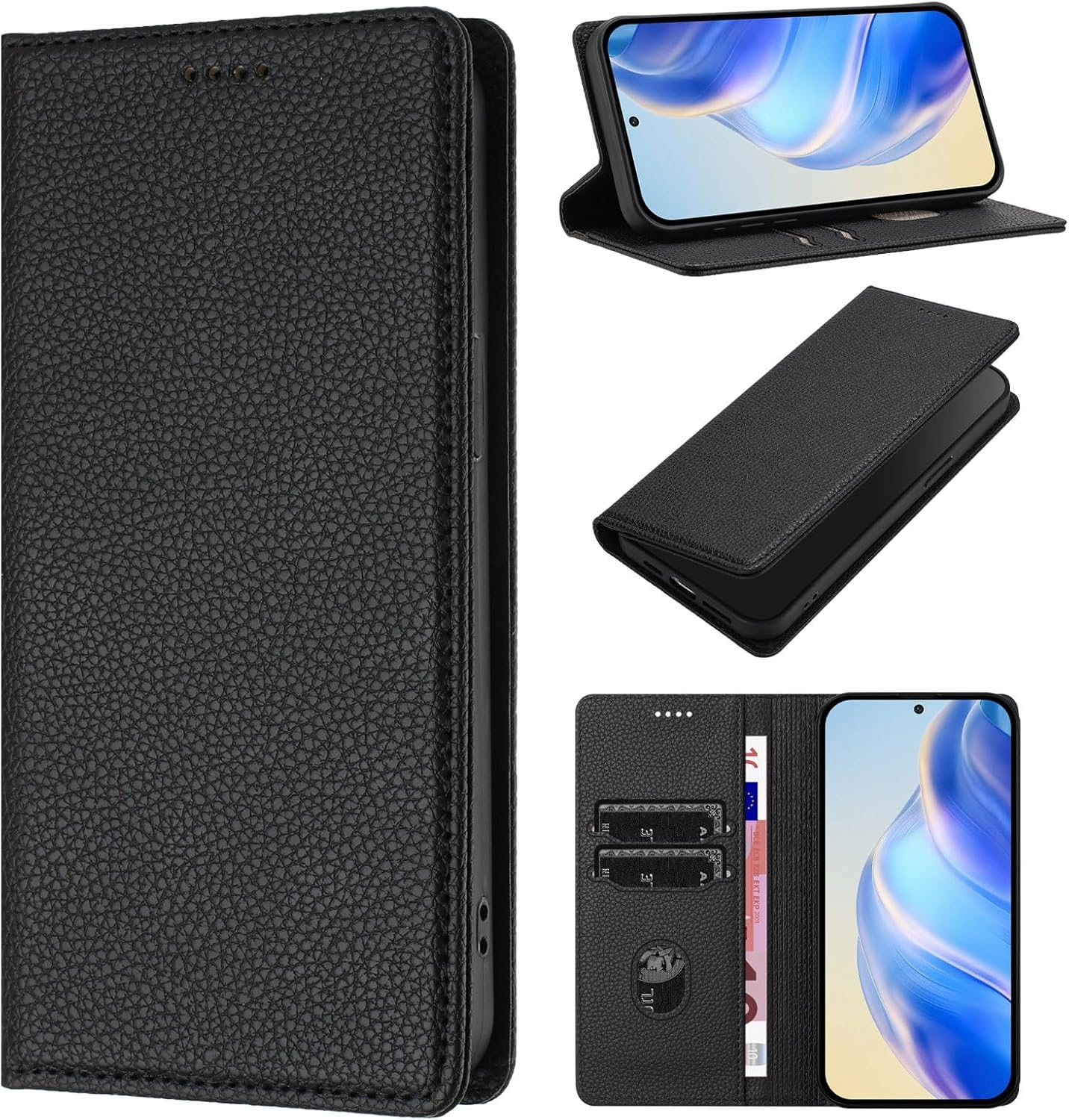 QIWEIQING Mobile Phone Case for Iphone 17 Pro Leather Case Foldable Flip Case Magnetic Card Slot Stand Function Flip Case Protective Cover for Iphone 17 Pro Orange YBZ