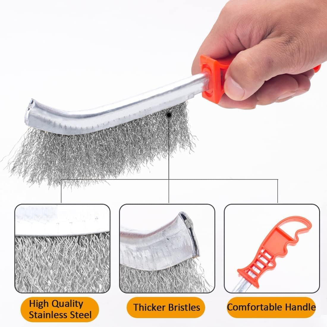 Fokmuaex 2PCS Heavy Duty Grill Brush - Stainless Steel BBQ Cleaning Brush with Handle for Gas, Charcoal & Electric Grills, Professional Grill Grate Cleaner Tool image number 1