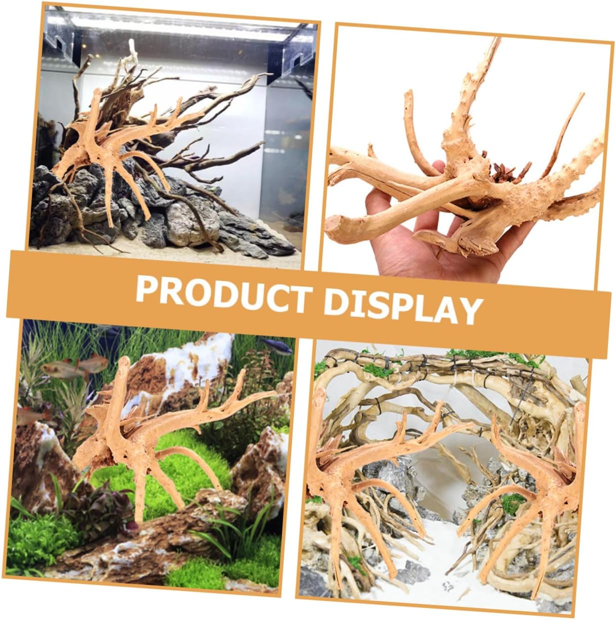 TOGEVAL 2Pcs Natural Driftwood Aquarium Decor Reptile Tank Wood Ornament for Fish Tanks Aquatic Beauty Easy to Install Versatile Aquarium and Reptile Decoration image number 2