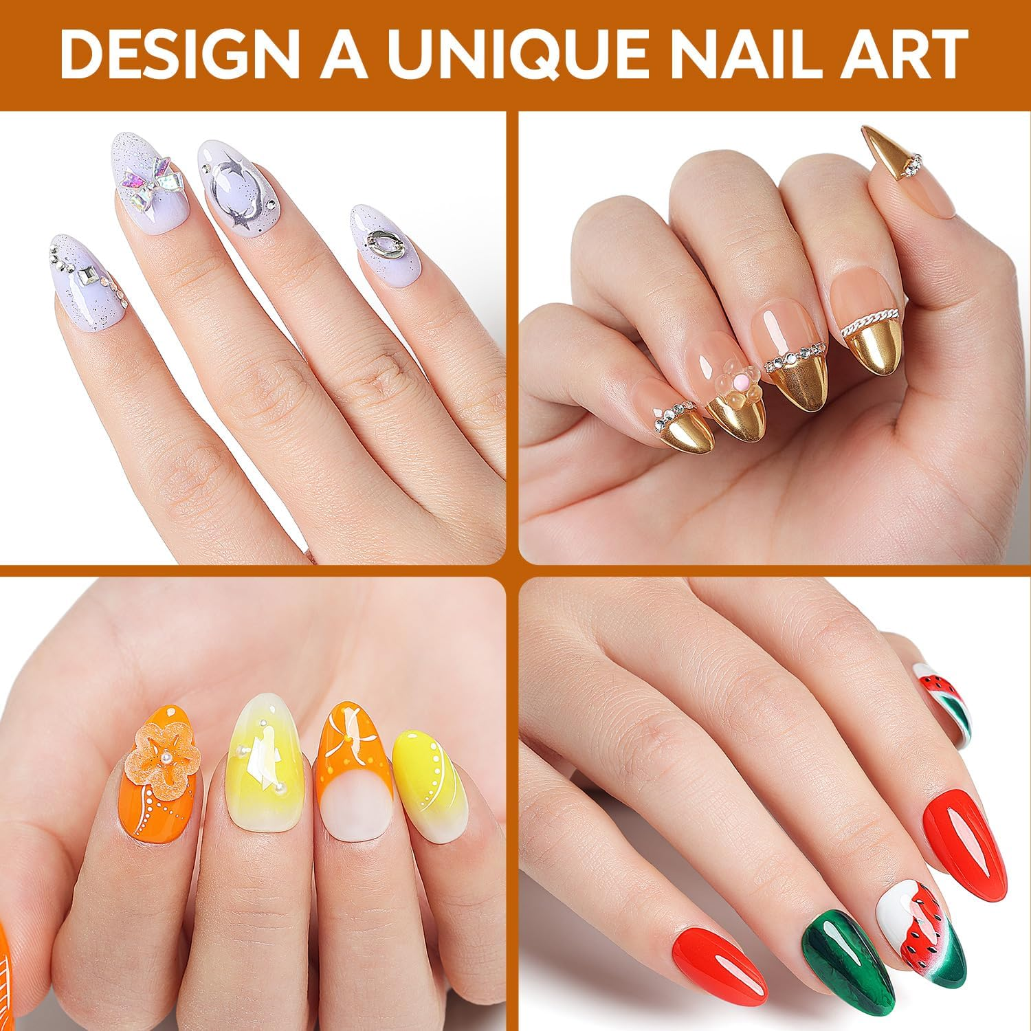 Nicedeco Short Almond Full Cover Nail Tips Press on Nails Clear - False Nails Soft Gel Tips 12 Sizes 216 Pieces - 008