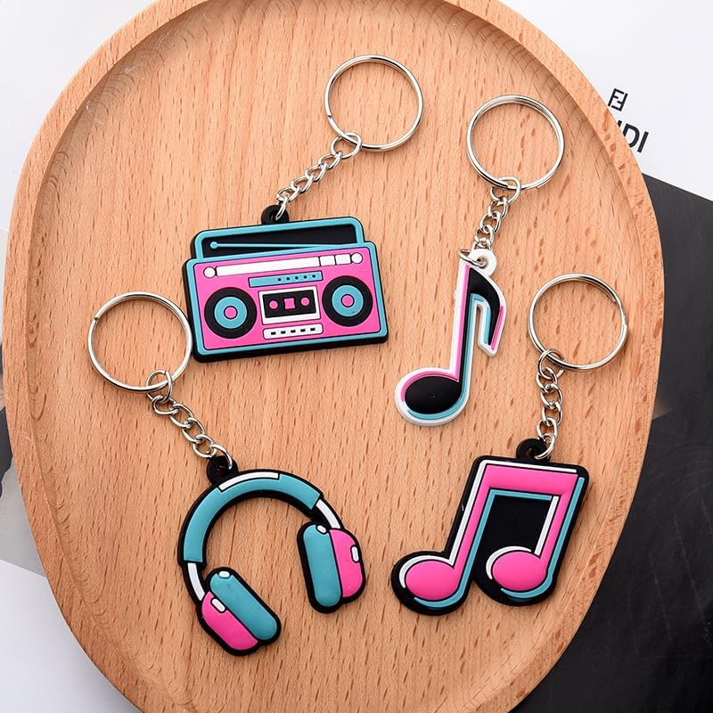 Music Party Favors Keychains for Adult Music Lovers Birthday Gifts for Musicians Gift Keychain for Women Men Music Lover Music Note Charm for Backpack Bag Charms for Handbags Musical Keyring 4 Pcs image number 4