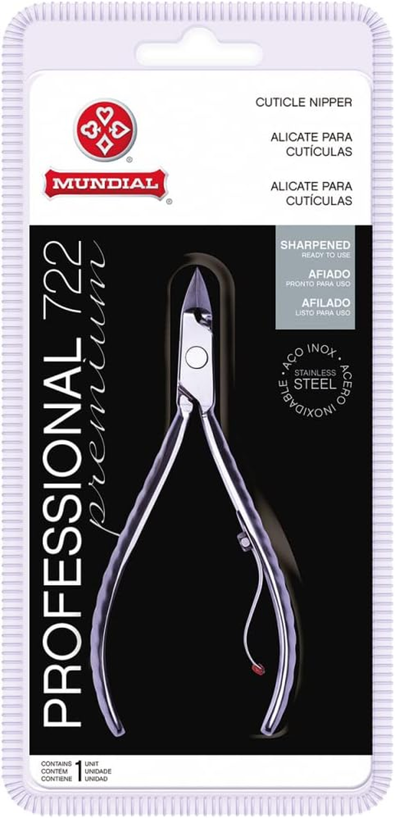 Professional Mundial 722-PR Cuticle Nipper with Full Jaw Stainless Steel Short Handle image number 3