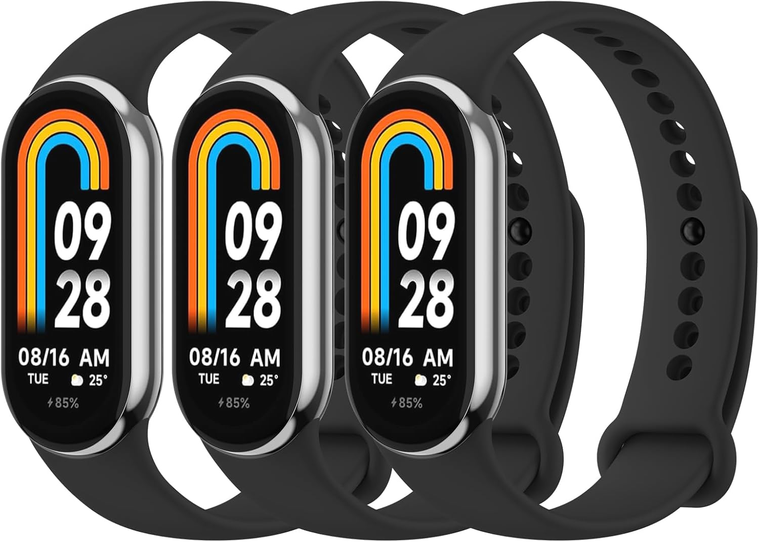 [3 Pack] Sport Straps for Xiaomi Smart Band 10/Smart Band 9 Women Men, Soft Comfortable Adjustable Replacement Sport Wriststrap for Xiaomi Mi Bands 8/9/10