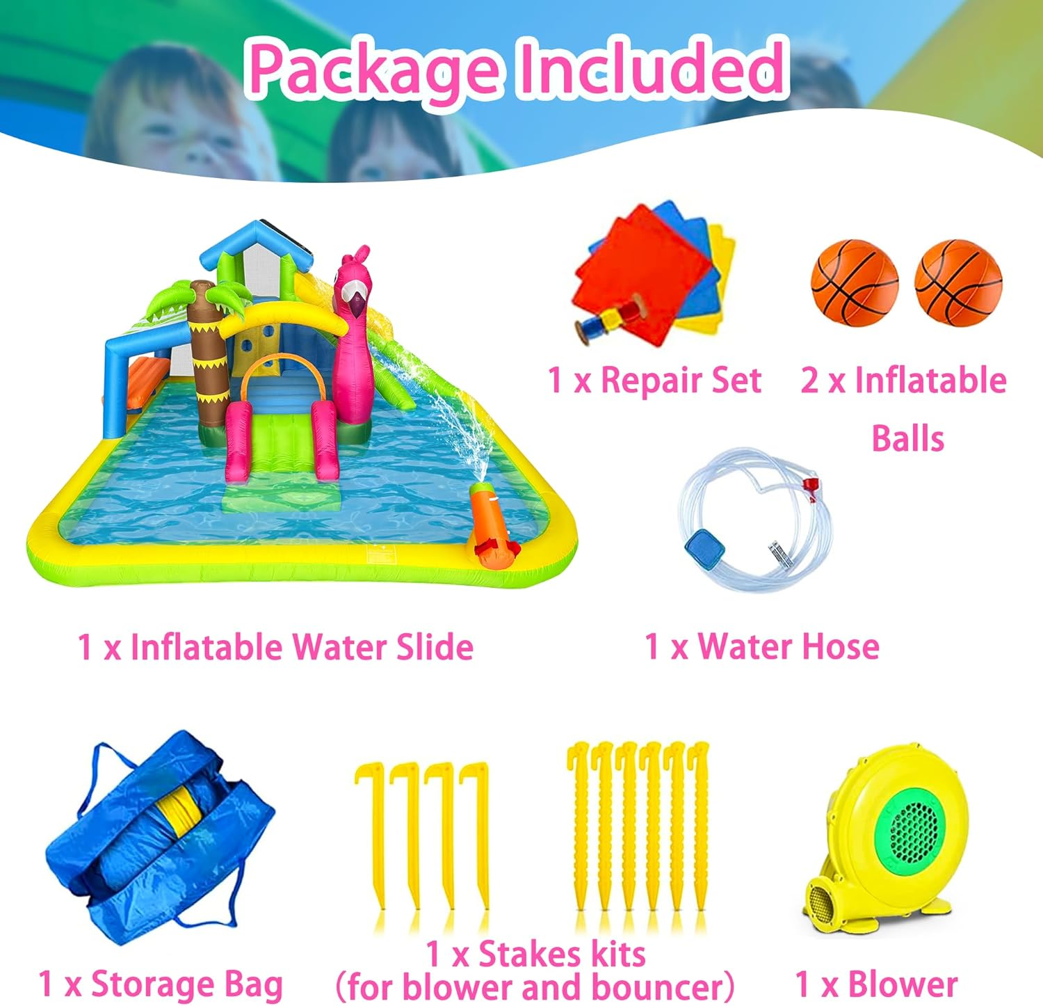 Inflatable Water Slide Flamingo Bounce House Water Park image number 6