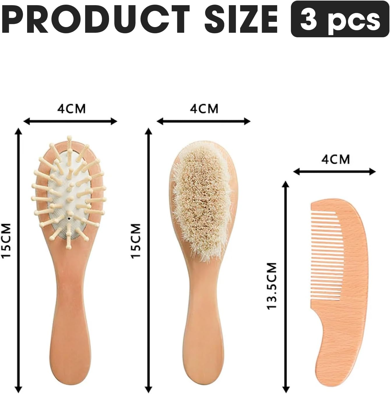 Premium Brush and Baby Comb Set for Newborns and Toddlers Natural Goat Hair Brushes Combs Handmade with Bamboo, Beech Wood, and Pear Wood Infant Hair Care Kit image number 1