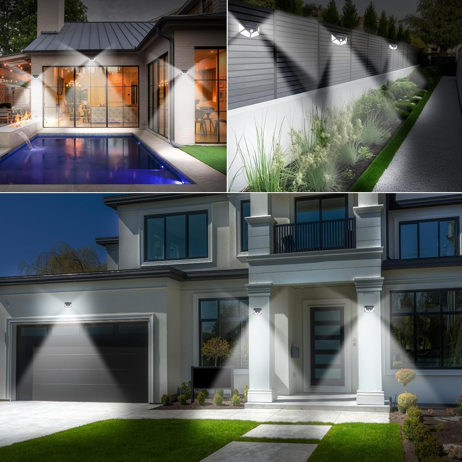 Roshin 270&deg; Solar Lights Outdoor - Motion Sensor Solar Wall Mounted Lights with 3 Light Modes - Waterproof Solar LED Flood Lights Outdoor for Garden, Patio, Garage, Deck, Pathway, Porch (4 Pack) image number 6