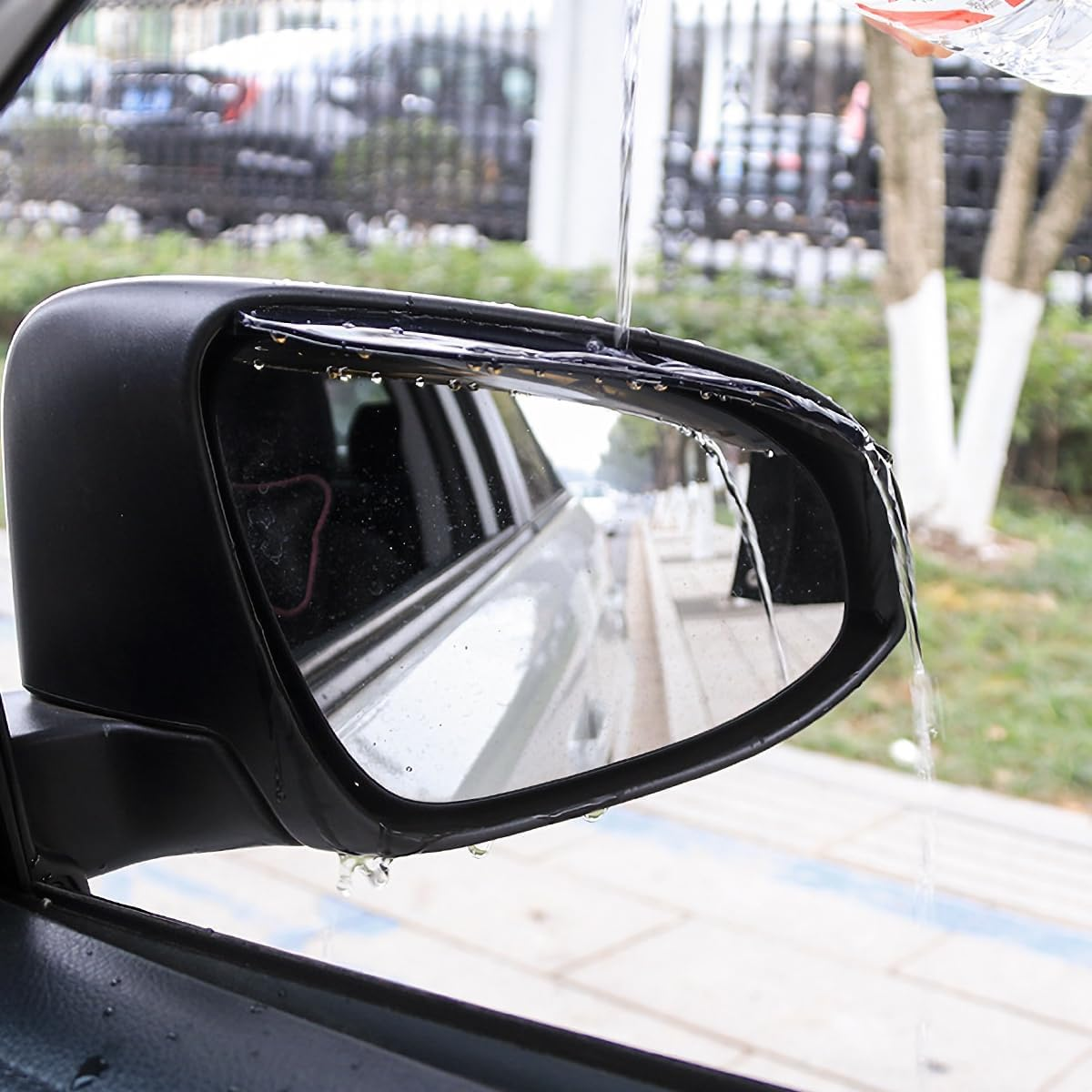 Car Rear View Mirror Rain Visor Guard, 2 Pcs Black Rain Eyebrow for Side Mirror, Waterproof Auto Mirror Visor Smoke Guard Cover, Accessories for Most Car SUV Truck (Black) image number 2