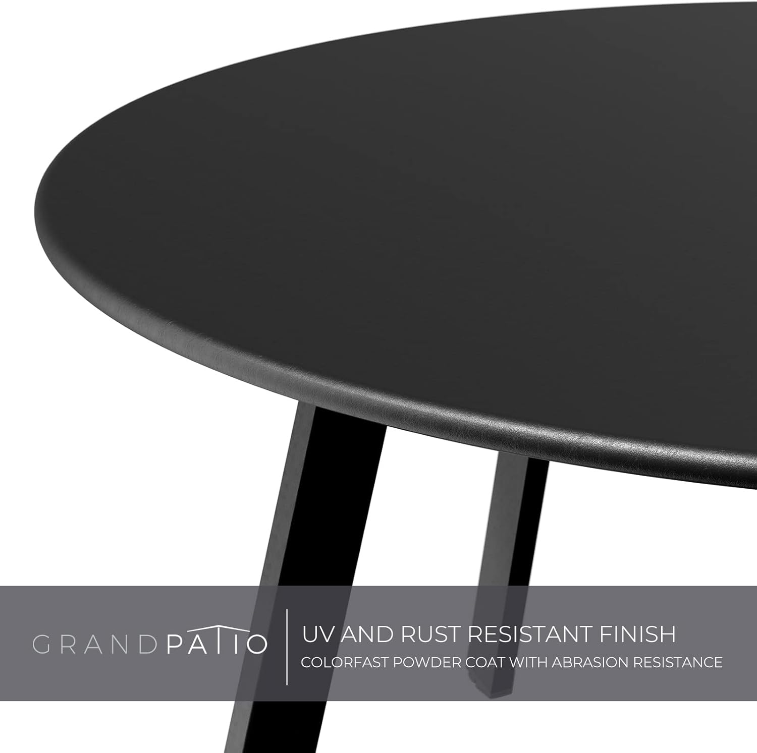 Grand Patio Outdoor Coffee Table, Steel Weather-Resistant Outdoor Side Table, Round, Black image number 3