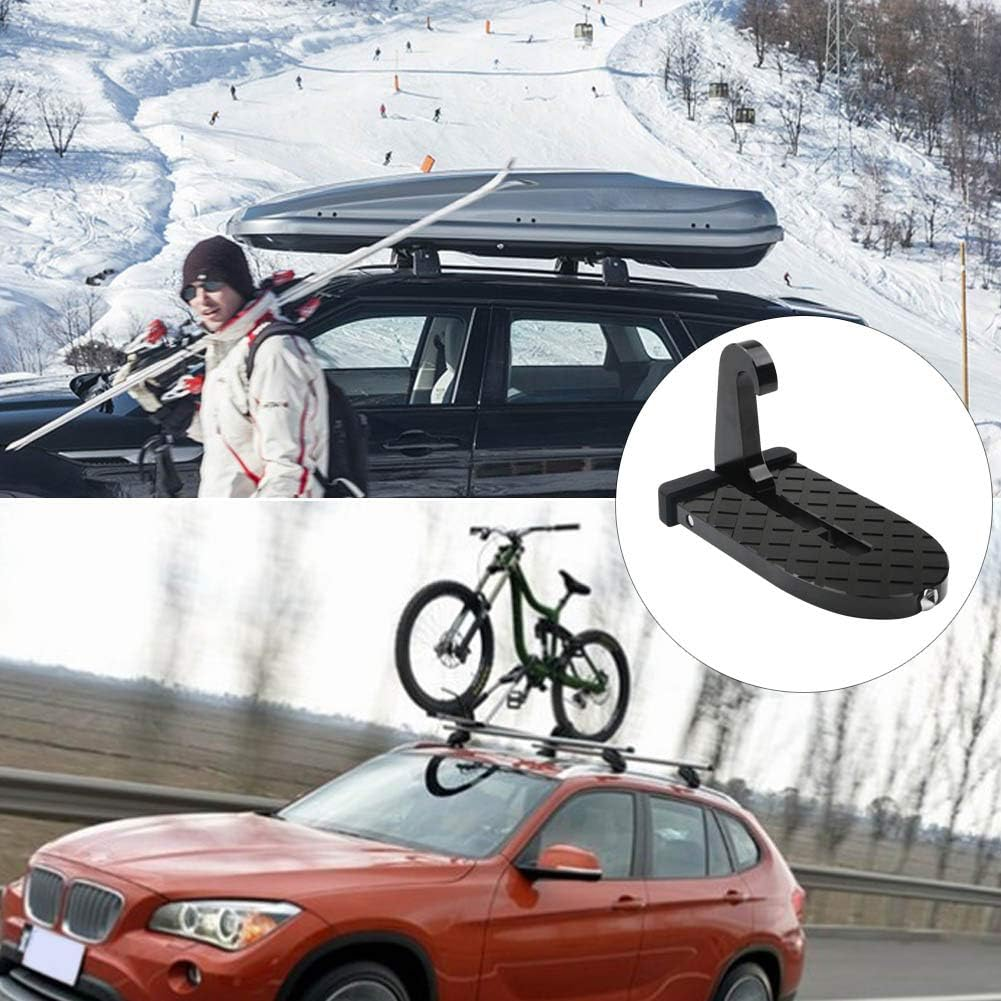 Car Pedal Door Step Folding Ladder Foot Pegs Vehicle Hook Pedal Easy Access to Car Roof Car Accessories for SUV, Jeep, Business Car, Family Car, U-Shaped, Black image number 4