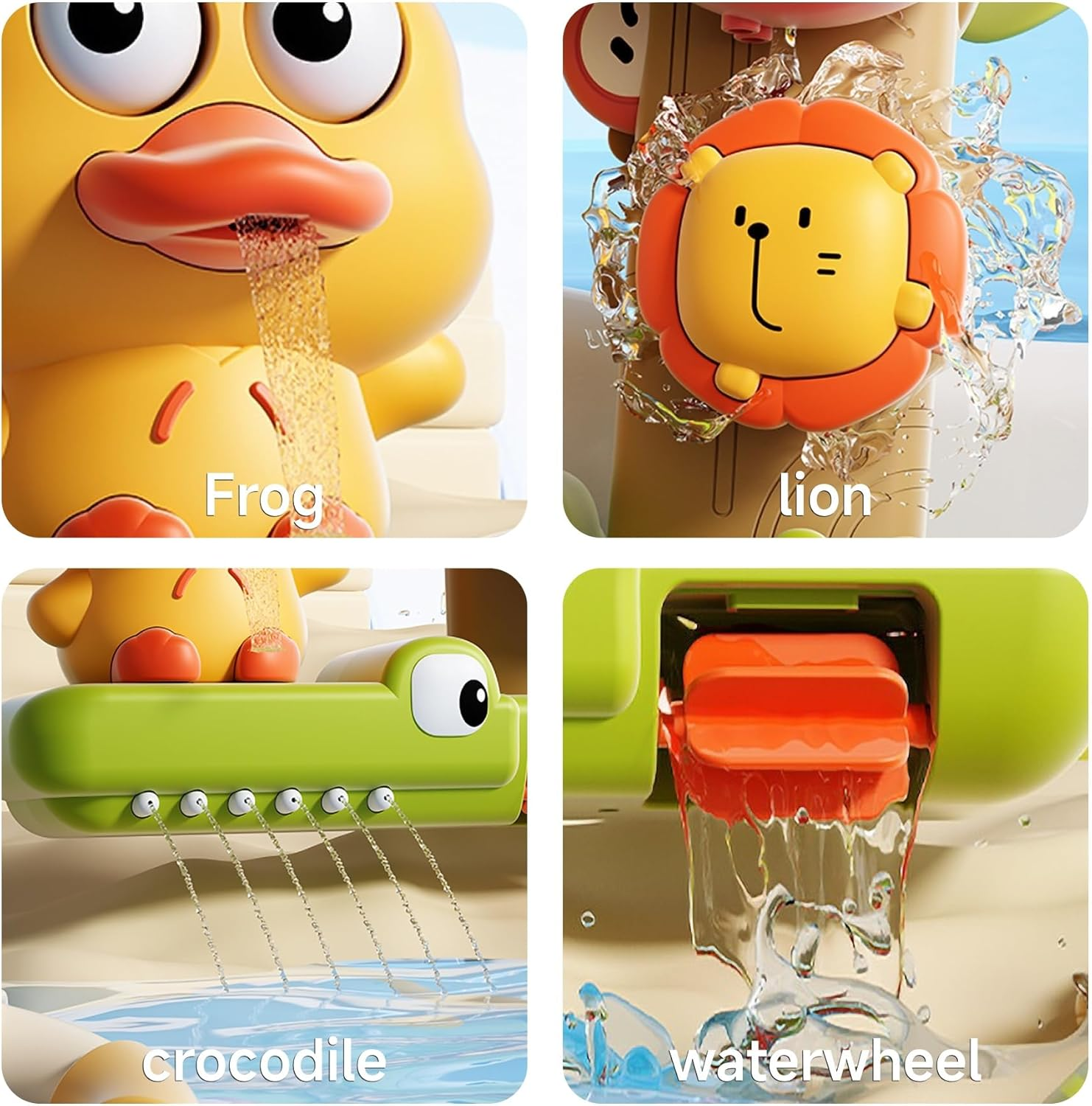 OR or TU Bath Toys Bathtub Toys for Baby Toddler Waterfall Spinning Gears 4Pcs Wind-Up Swimming Bath Toy No Battery Water Toy for Kids 18M+ image number 3