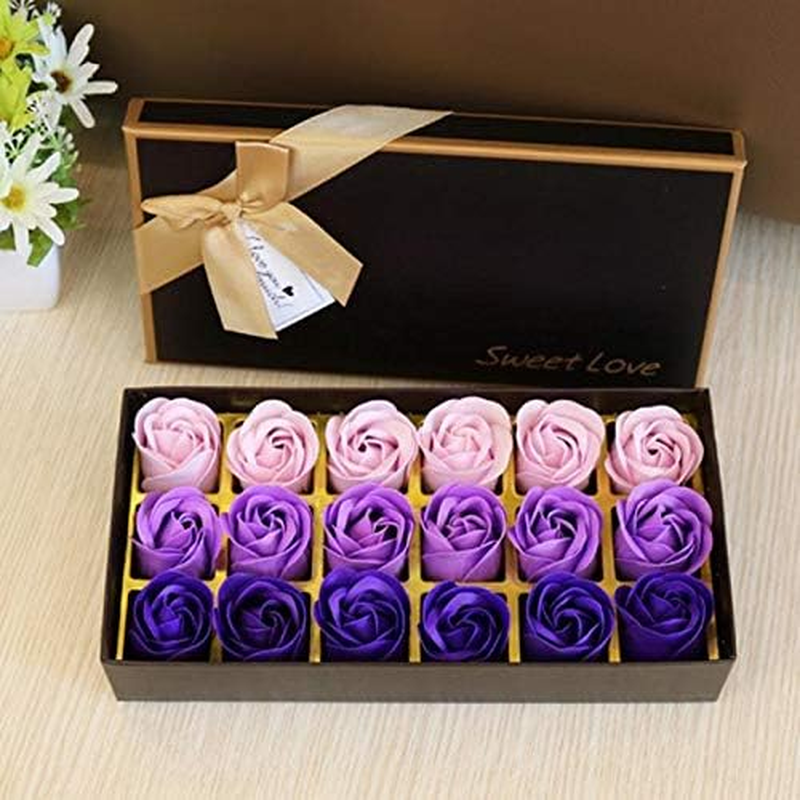 18 Pcs Floral Scented Bath Soap Rose Flower Petals (Purple) - Blue image number 4