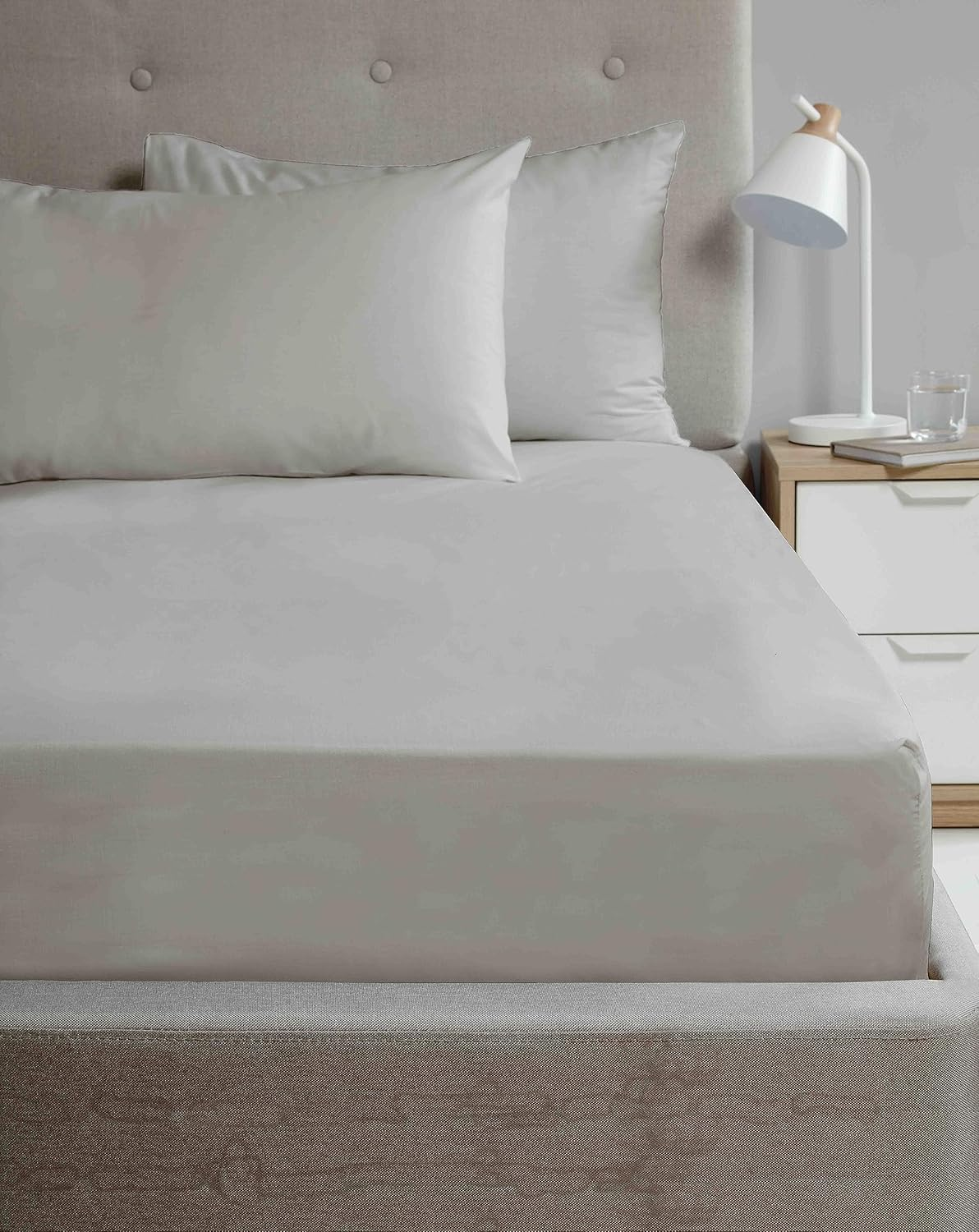 Rapport Home Microfibre Silver King Fitted Sheet Luxury Easy Care Non-Iron Bed Linen