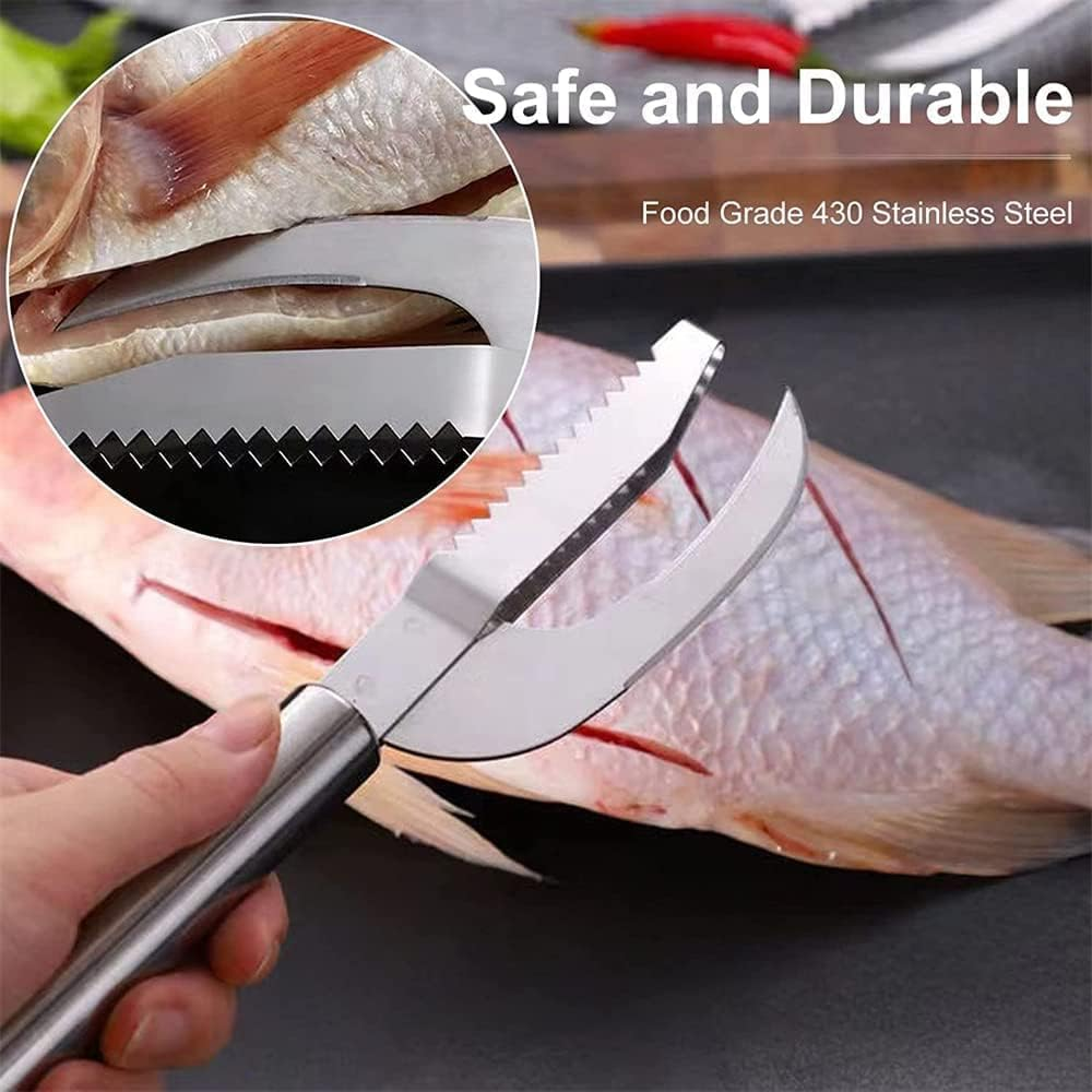 Fish Scale Knife Cut Scrape, 2Pcs Stainless Steel 3 in 1 Fish Maw Knife,3-In-1 Fish Scaler Remover,Multifunction Fish Scale Scraper,3-In-1 Fish Scaler Remover Cutter,Fish Scale Knife Cut Scrape image number 5