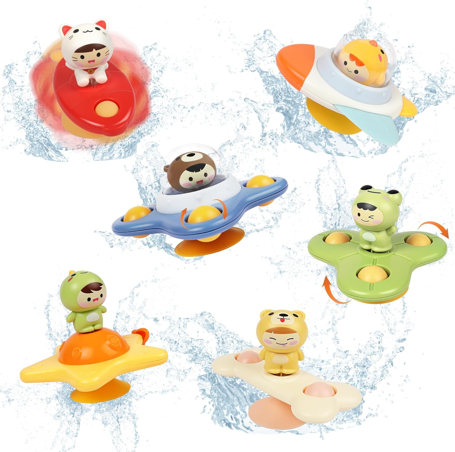 SVIOKODX 6PCS Suction Cup Spinner Toys,Baby Bath Toys,Sensory Toys for 1-3 Year Old Boy Girl,Baby Essentials for Travel,Fidget Toys for Toddlers 1-3,Birthday Gifts for 1-3 Year Old Boys and Girls image number 3