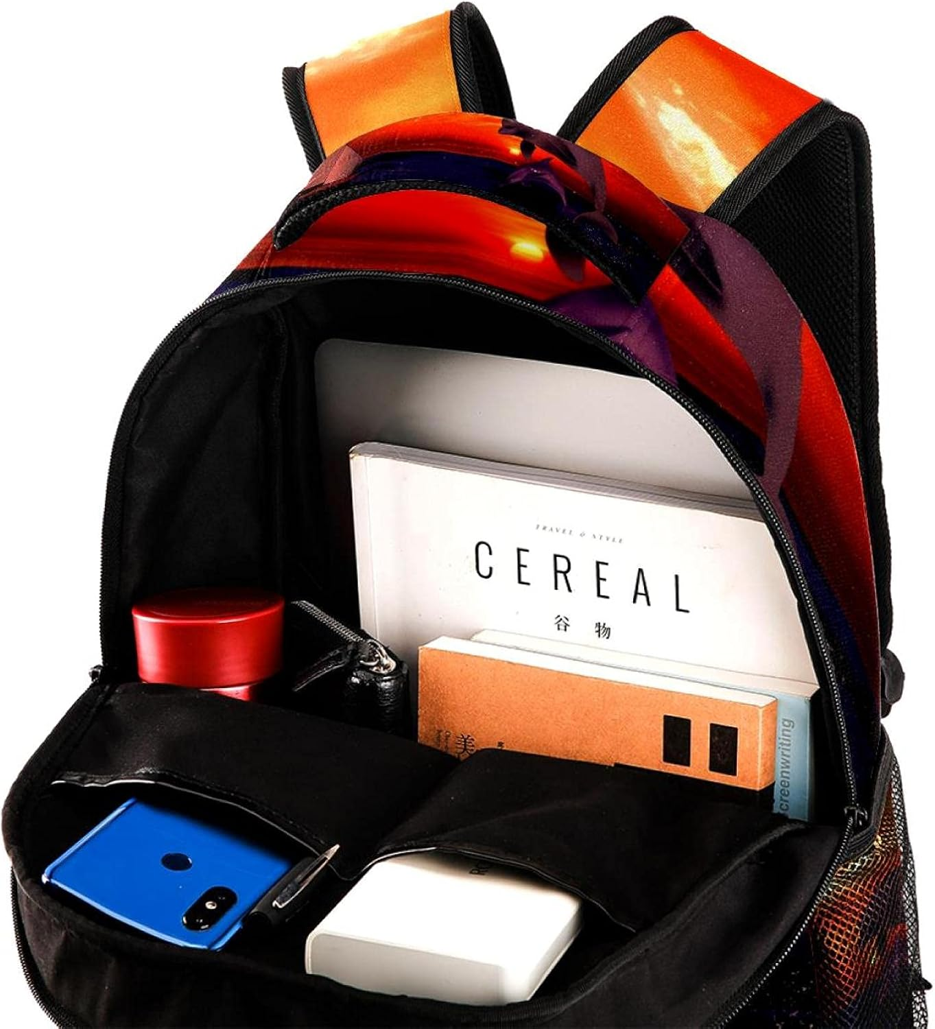 Dolphin Sailing Vessel Sunset Sea Backpack Students Shoulder Bags Travel Bag College School Tote Backpacks image number 2