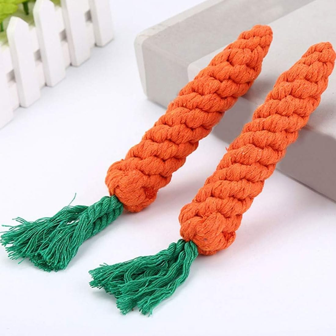 YOCDNOV Pack of 2 Dog Toys Carrot - Carrot Rope Toy Braided Interactive Chew Toy Puppy Carrot Rope Toy Braided Interactive Dog Toy (22 X 3 Cm) image number 3