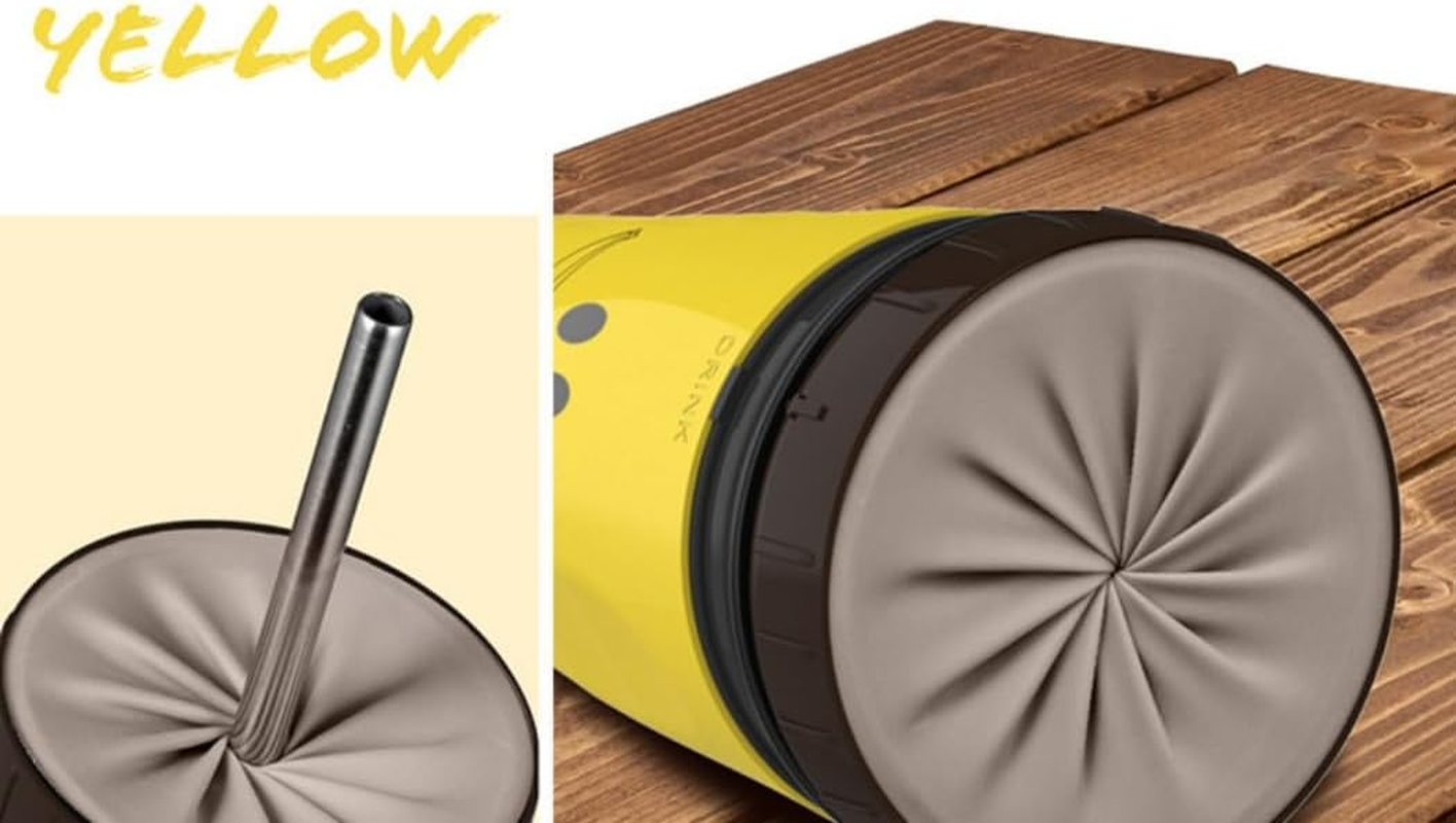 Twizz Cup, Twizz Coffee Cup, No Lid Missing, Twizz Travel Mug with Straw, Unique Twist Leak Proof Design,Cupportable Anti-Spill Creative Water Cup(Yellow-Smile Face) image number 4