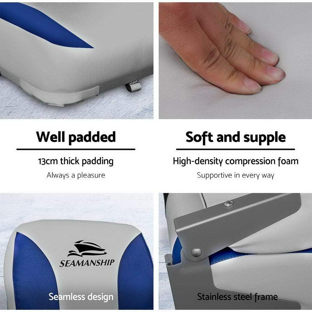 Seamanship Boat Seats, Set of 2 Folding Seat Swivel Chair Floor Chairs Marine Seating Fishing Outdoor Accessories, All Weather Conditions Stainless Steel Blue image number 6