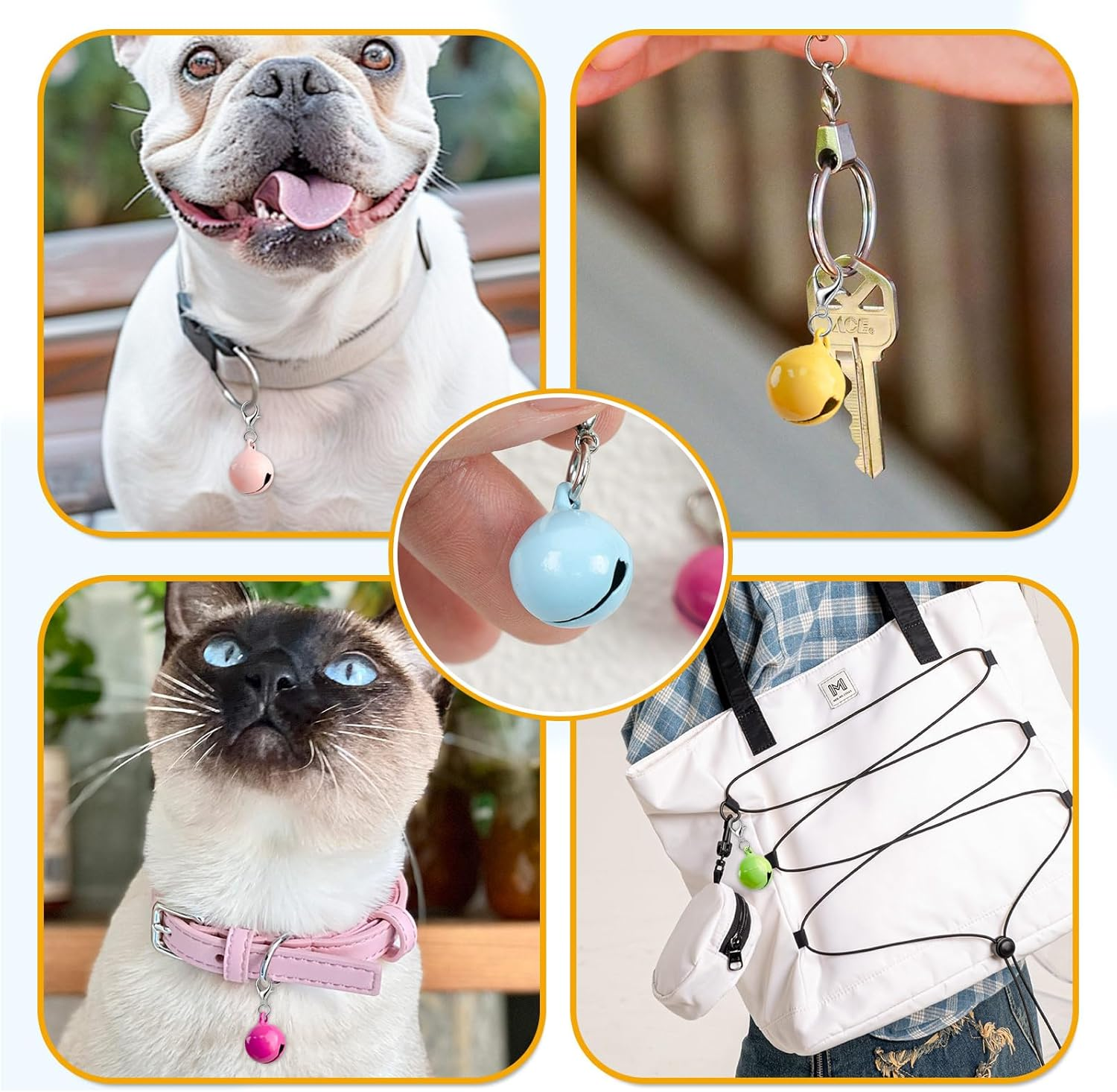 GTILE 60 Pcs of Cat Bell for Collars, Small Jingle Bells for Dog Collars, Cat Bells for Collar Loud, Candy Colors Pet Bell with Clasp for Dog Collar Charms and Holiday Party Decoration image number 3