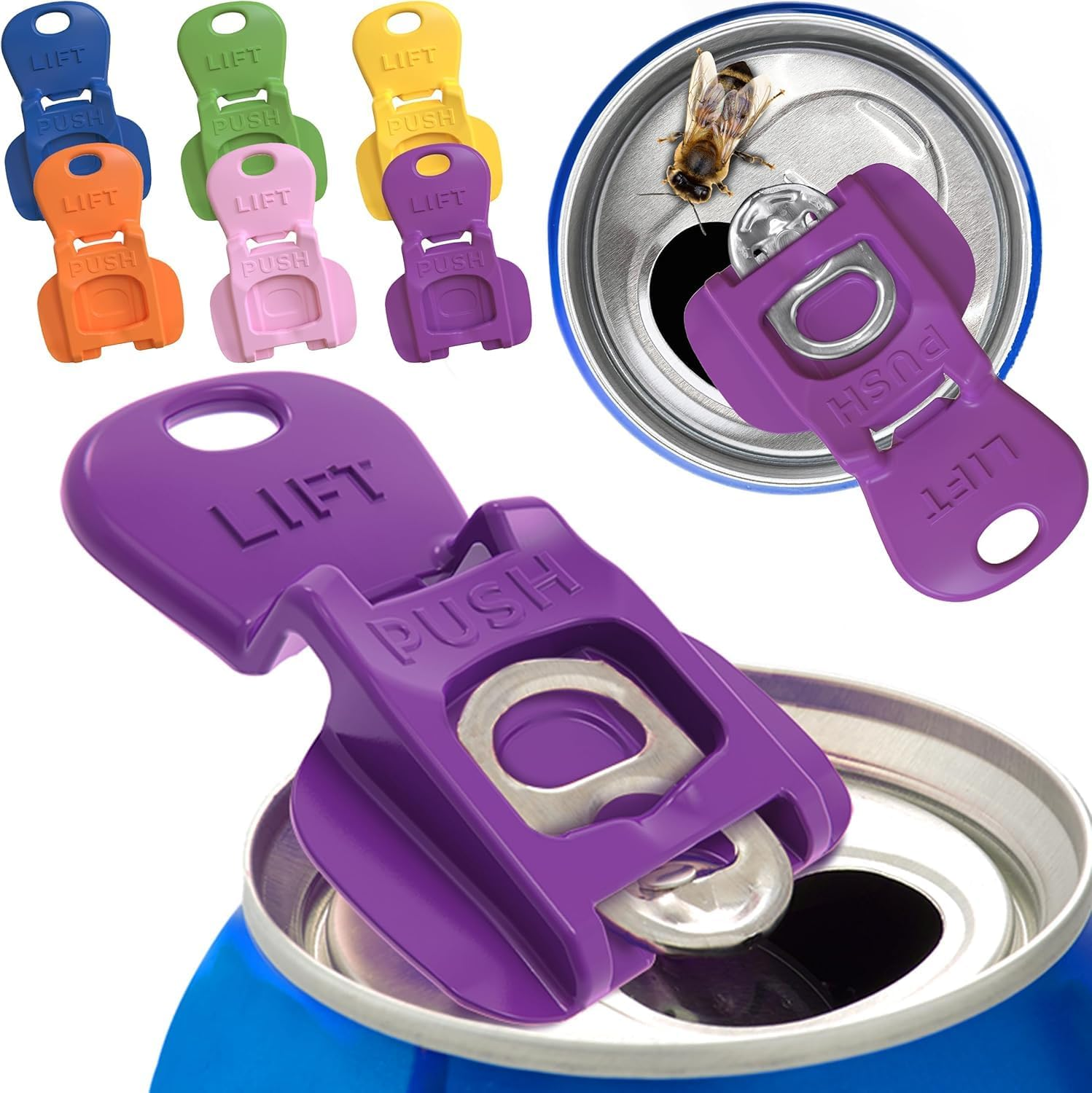 Beverage Barricade Soda Protector 6 Pack for Active Families. Improve Your Picnic or BBQ Experience: Shield Your Cans from Bugs & Dirt Easily ID Whose Drink Is Whose & Eliminate Painful Top Popping. image number 6